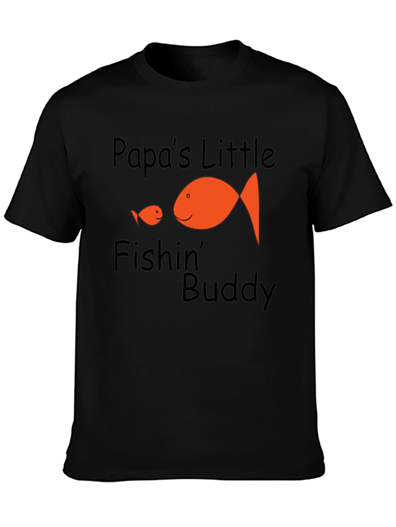 Papas Little Fishin Buddy Black Graphic Tee