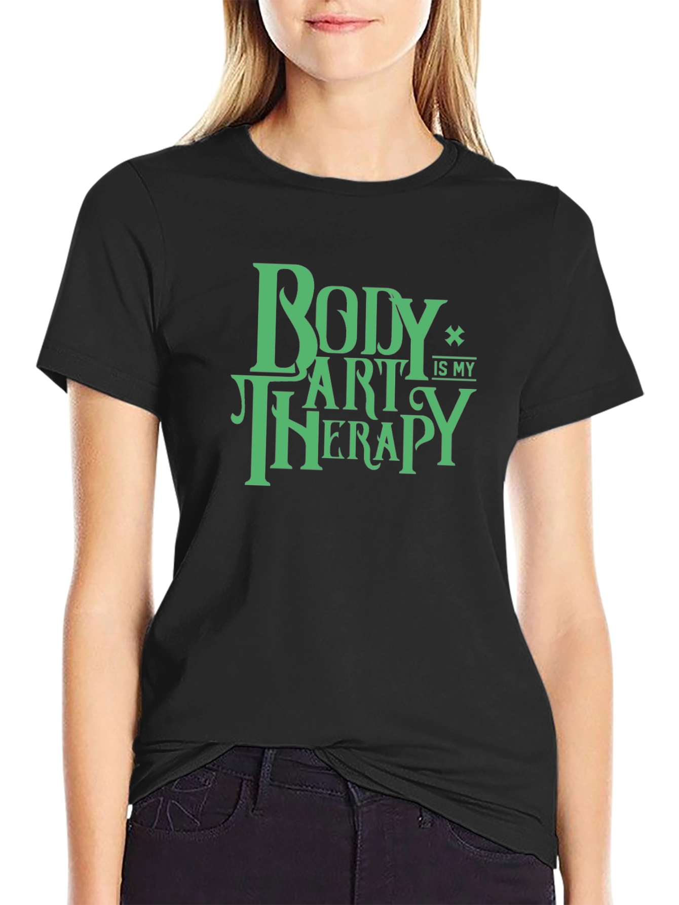 Body Art Therapy T-Shirt - Black Cotton Graphic Tee