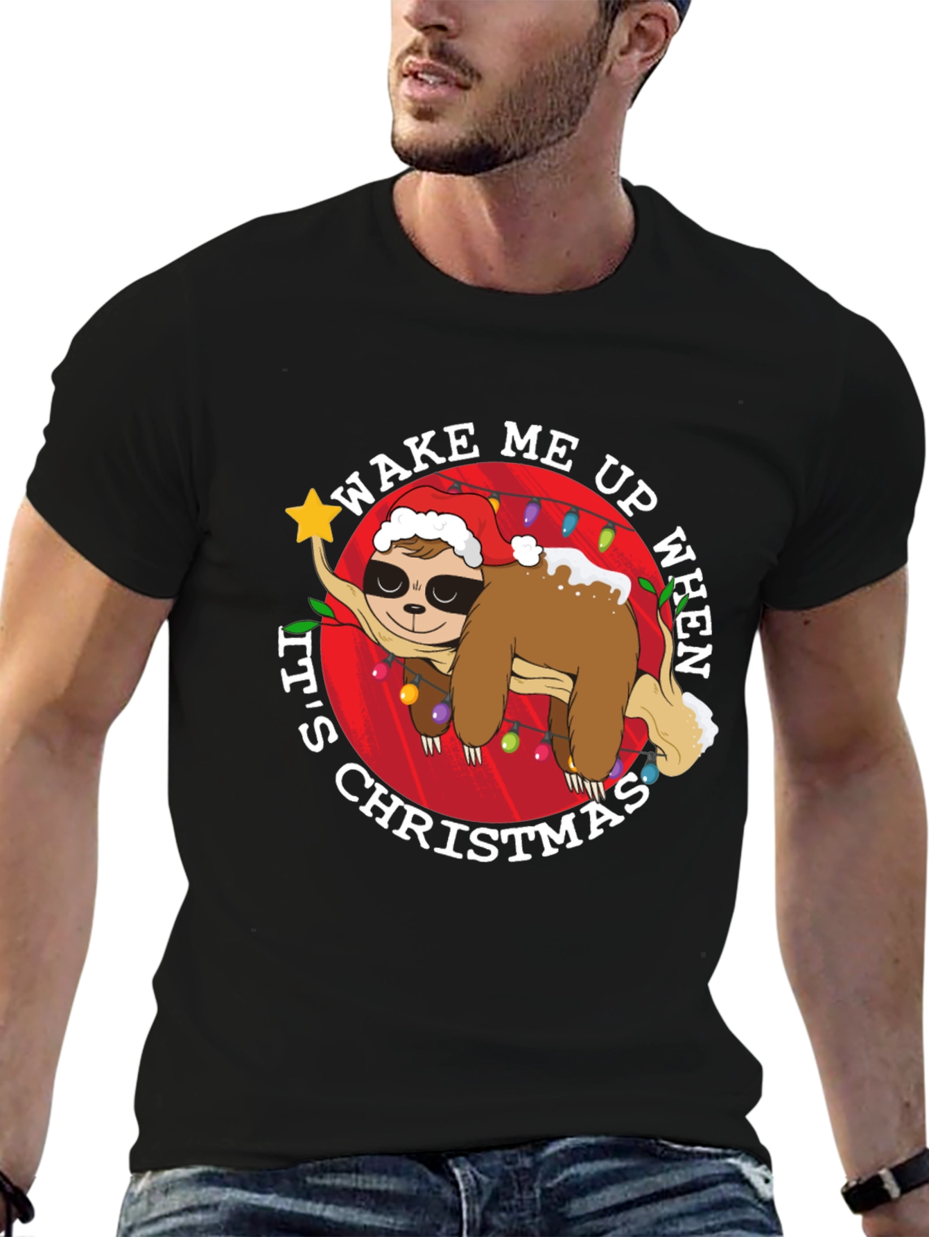Wake Me Up Christmas Sloth Graphic Tee