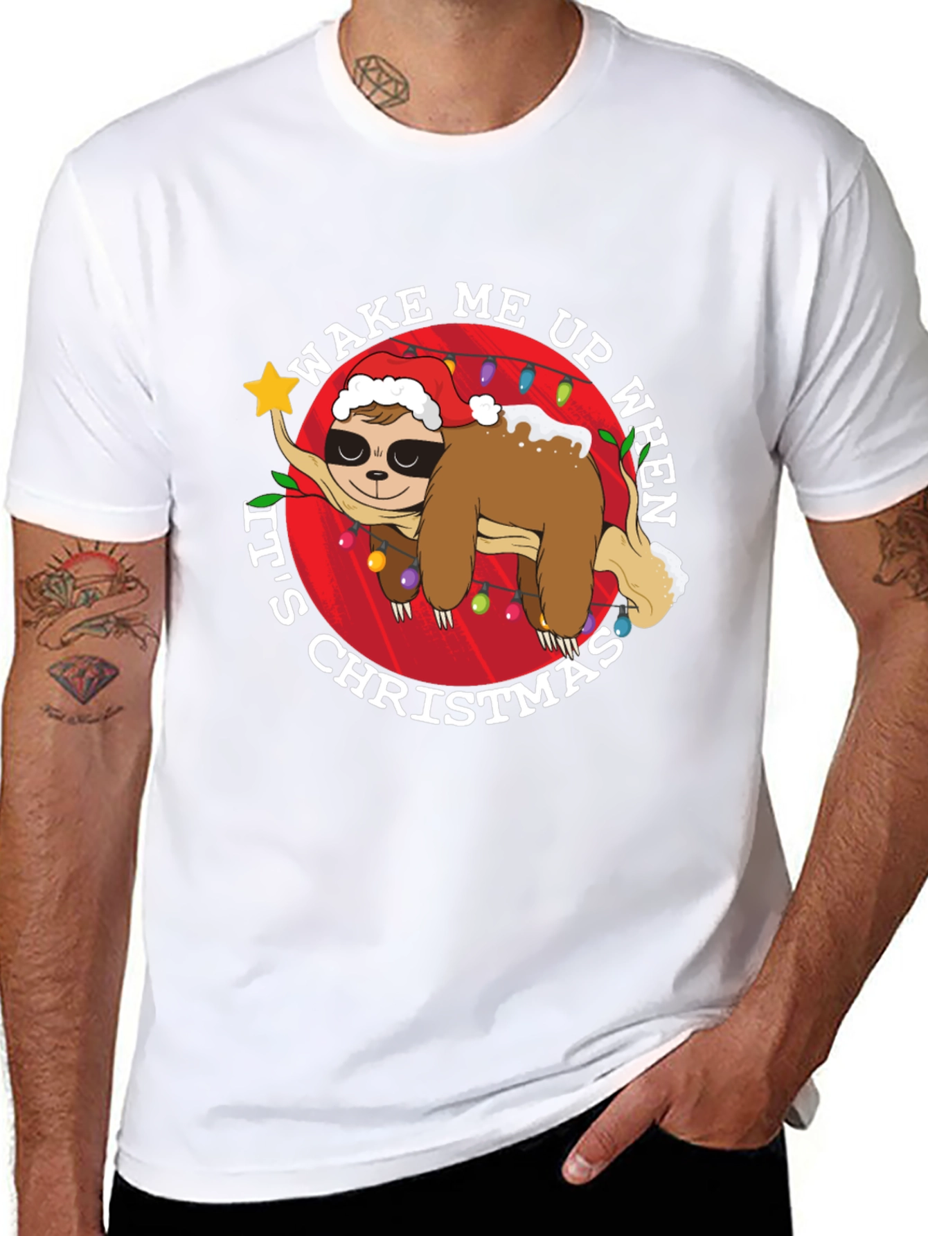 Wake Me Up Christmas Sloth Graphic Tee