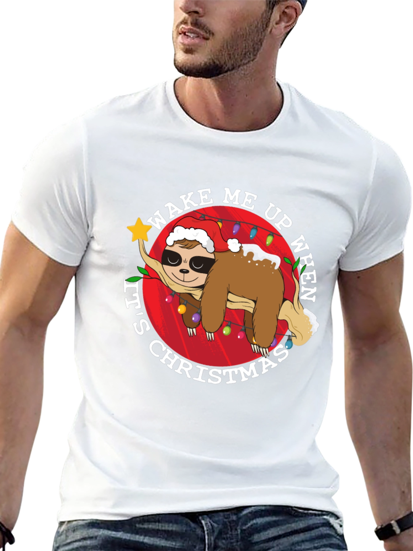 Wake Me Up Christmas Sloth Graphic Tee