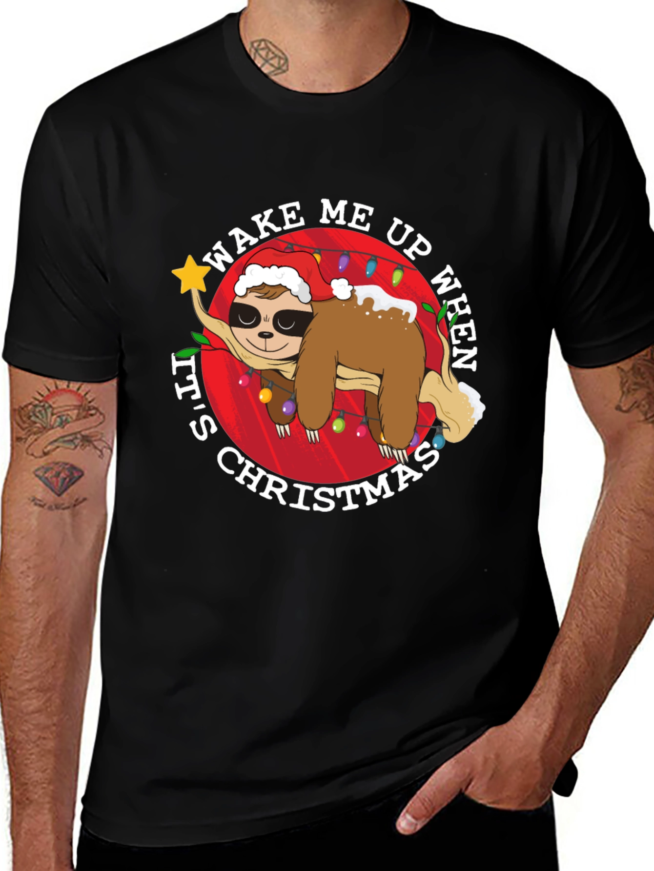Wake Me Up Christmas Sloth Graphic Tee