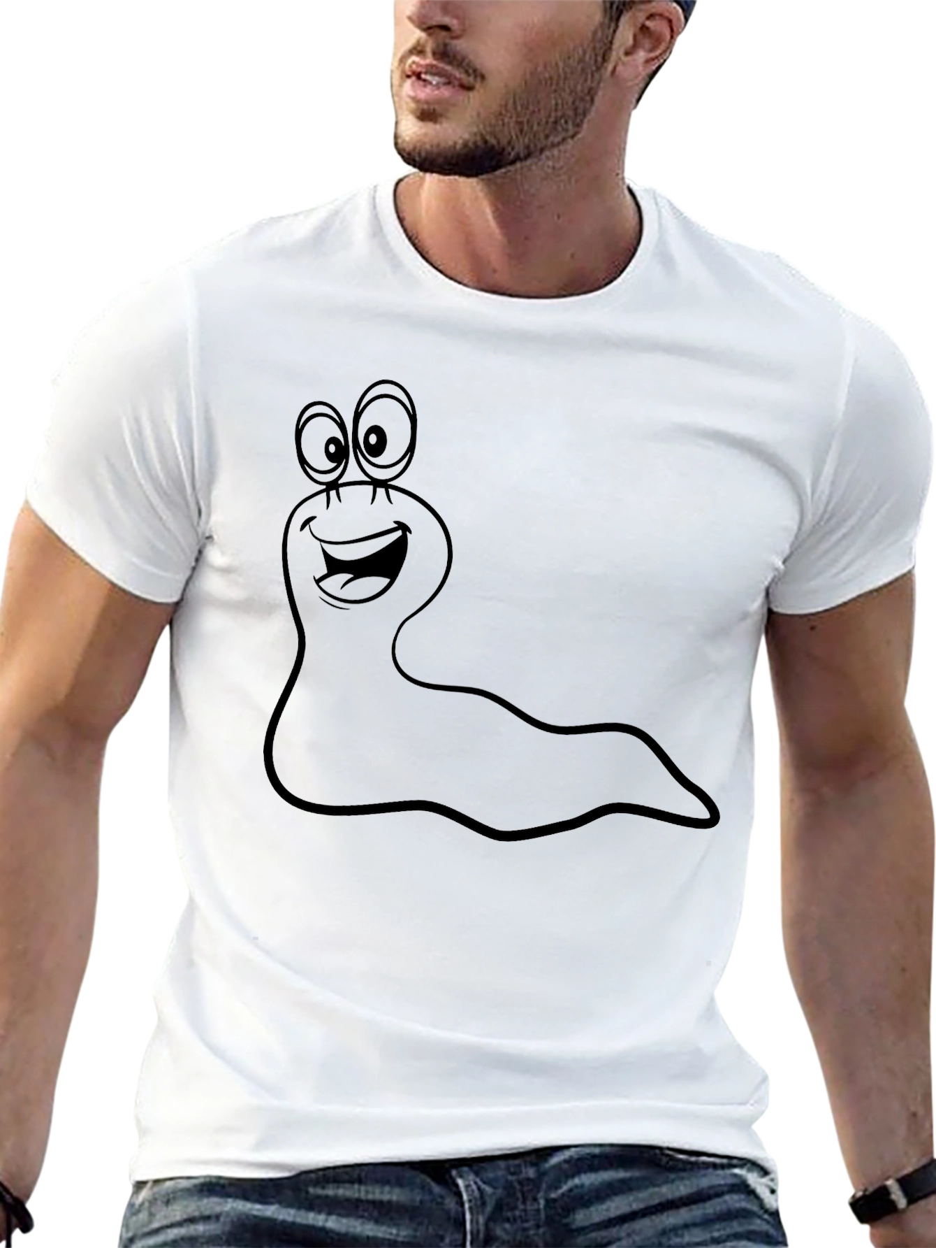 Funny Cartoon Slug Graphic T-Shirt