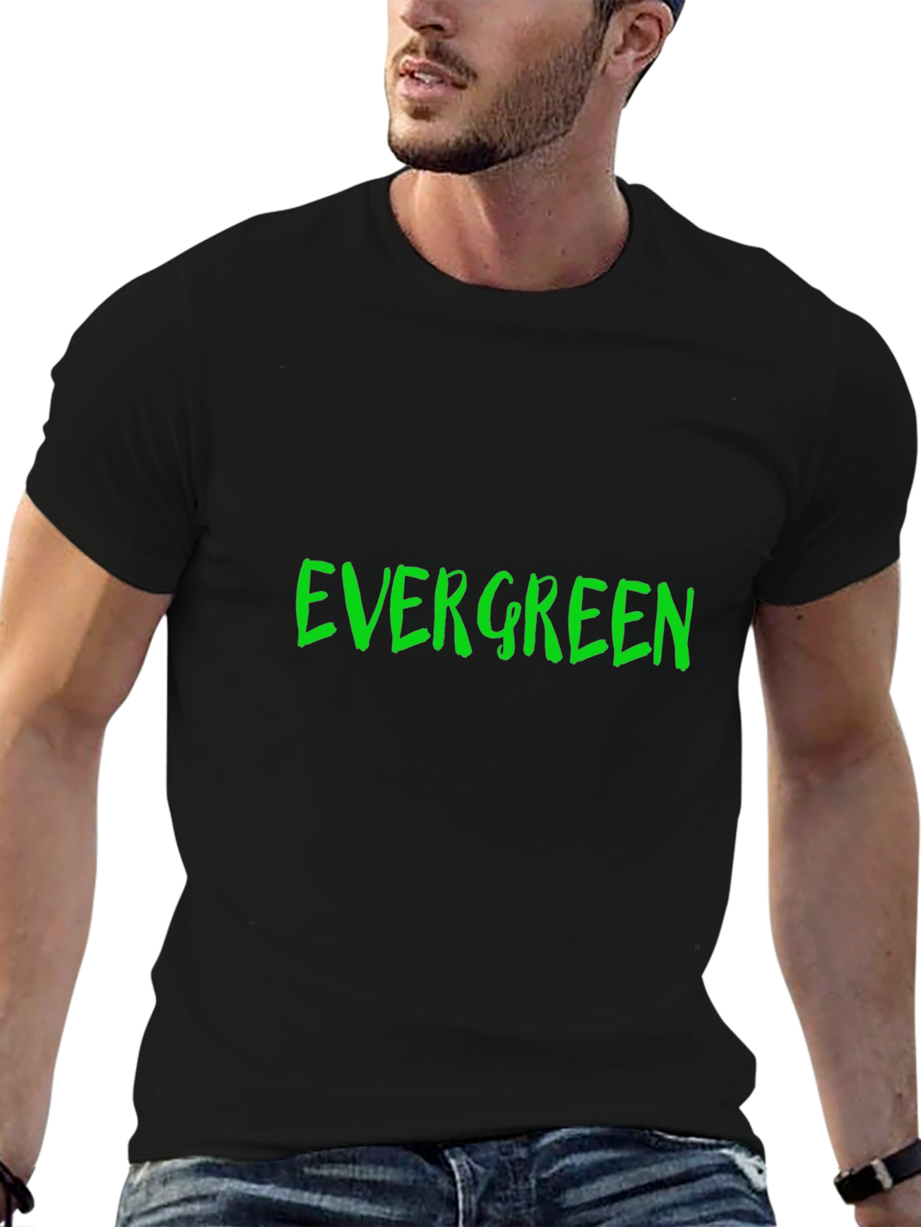 Evergreen Graphic Print Black T-Shirt