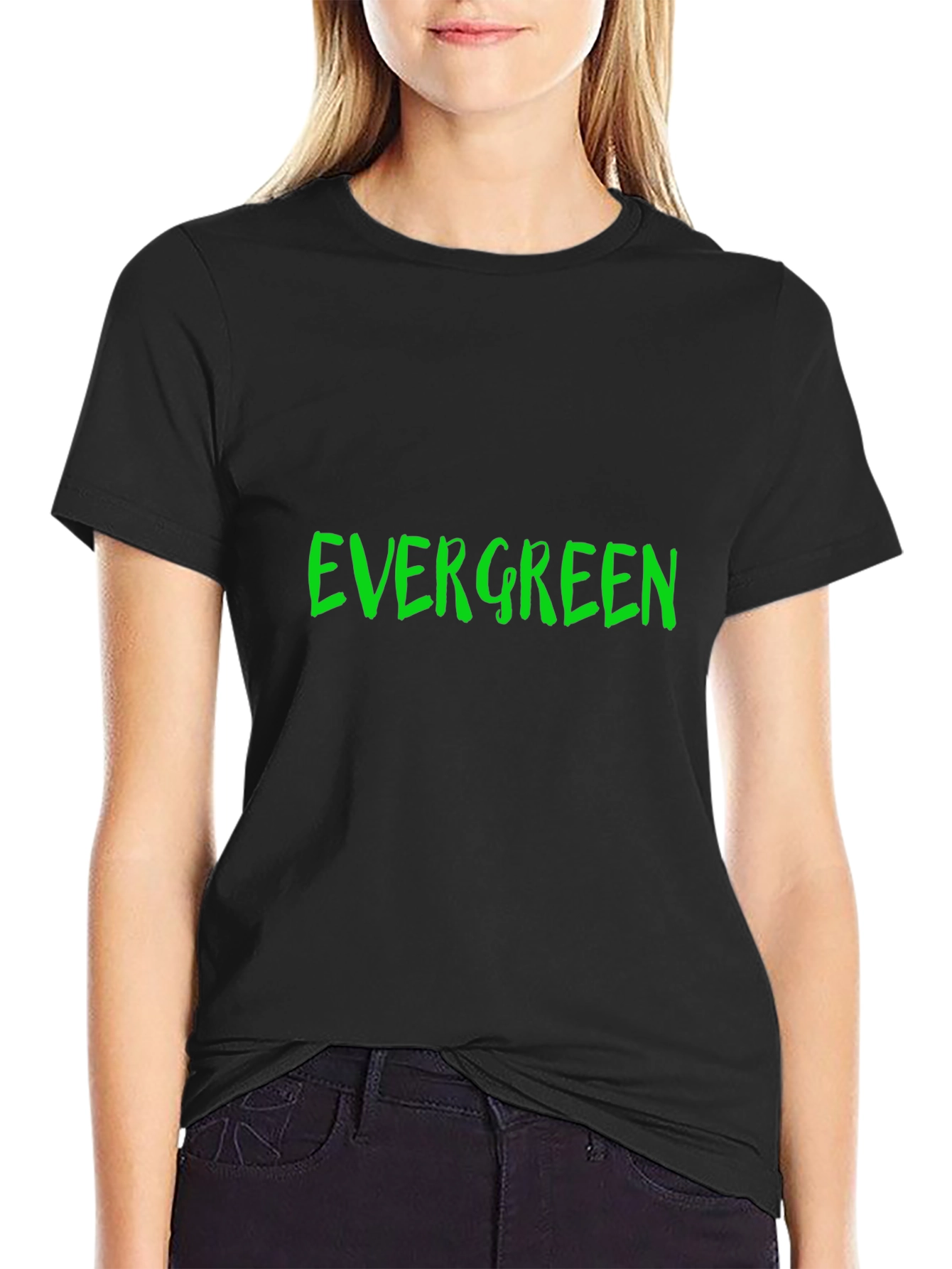 Evergreen Graphic Print Black T-Shirt