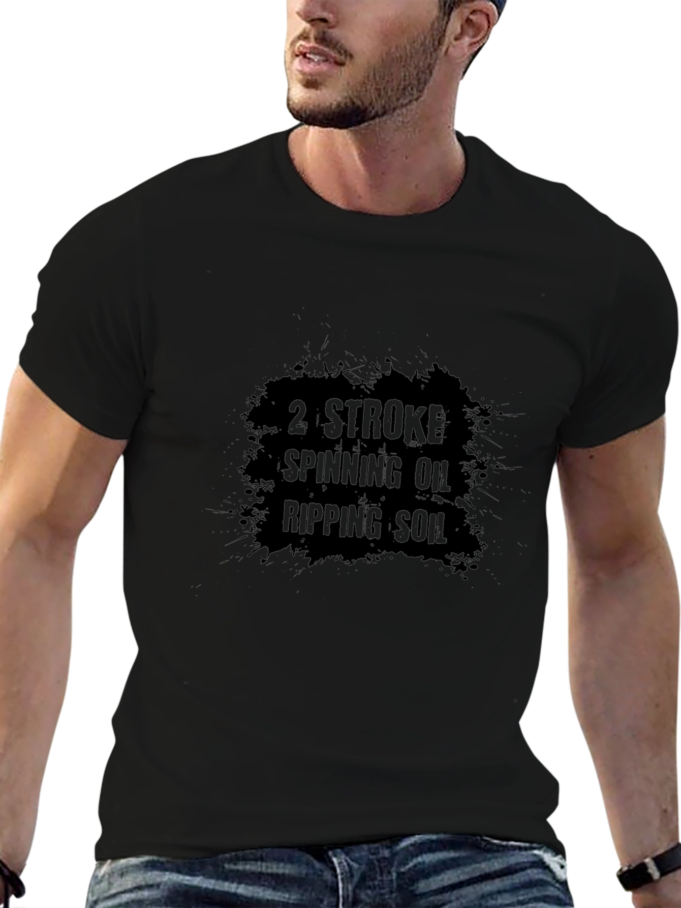 2 Stroke Spinning Oil Ripping Soil Black T-Shirt
