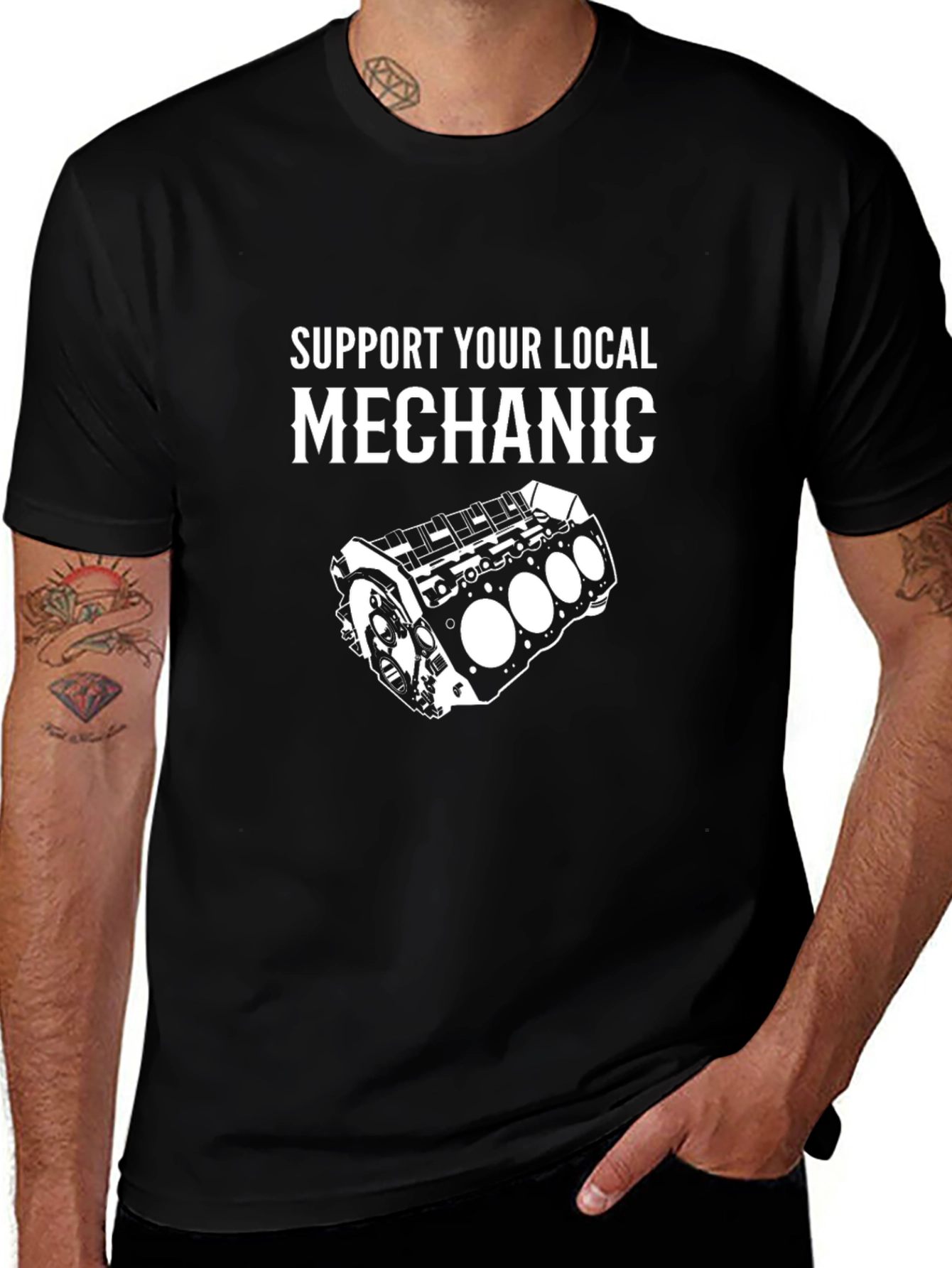 Support Your Local Mechanic Black T-Shirt
