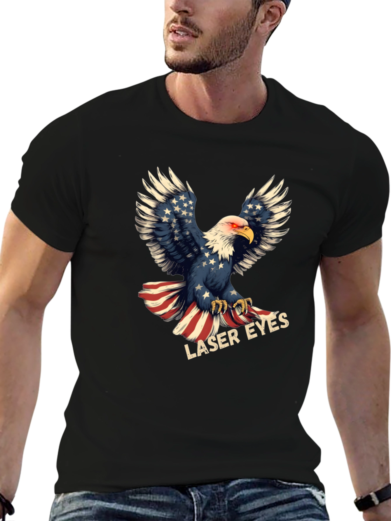 Laser Eyes Eagle Patriotic T-Shirt