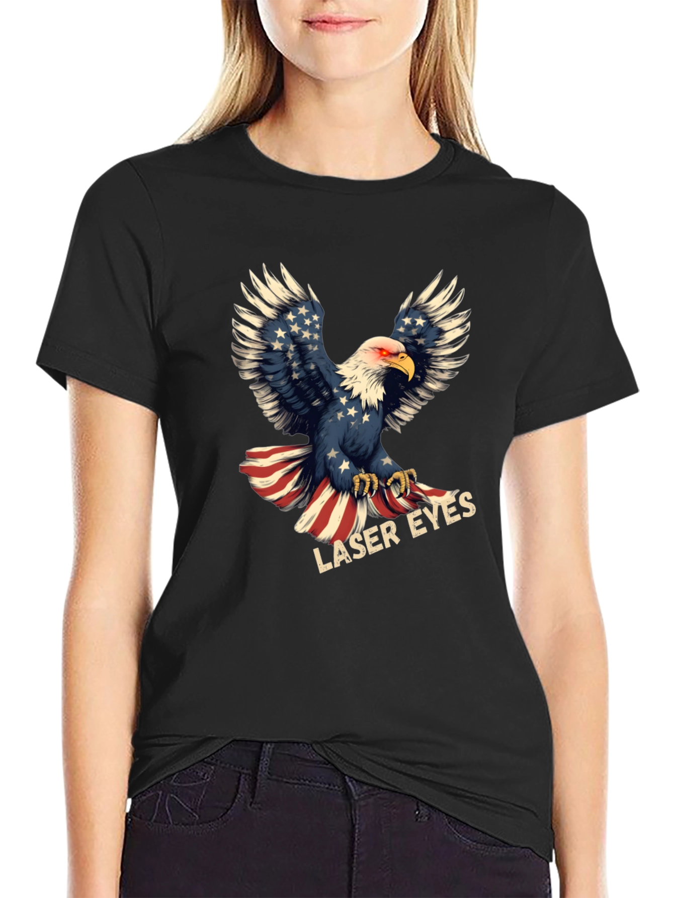 Laser Eyes Eagle Patriotic T-Shirt