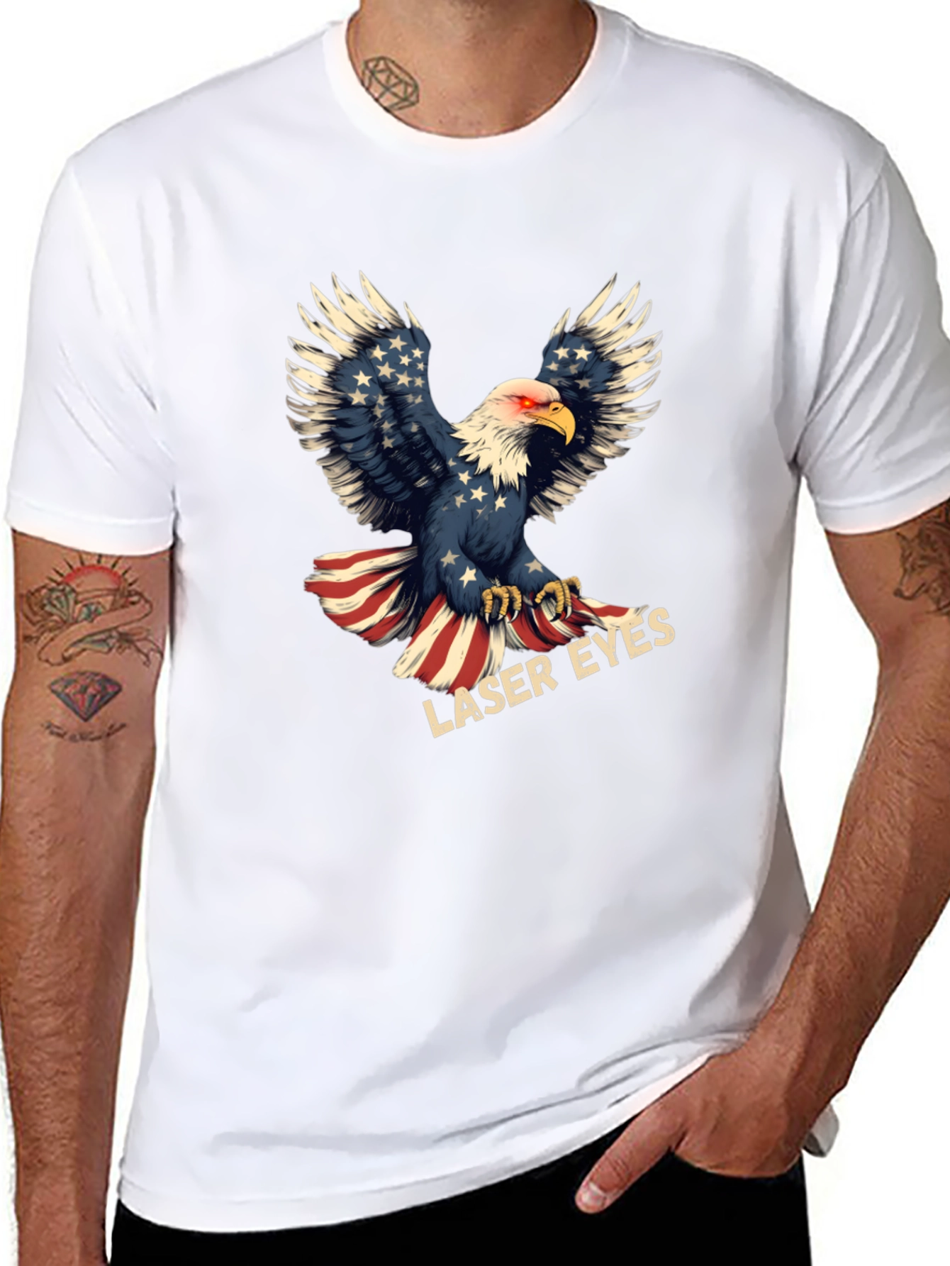 Laser Eyes Eagle Patriotic T-Shirt