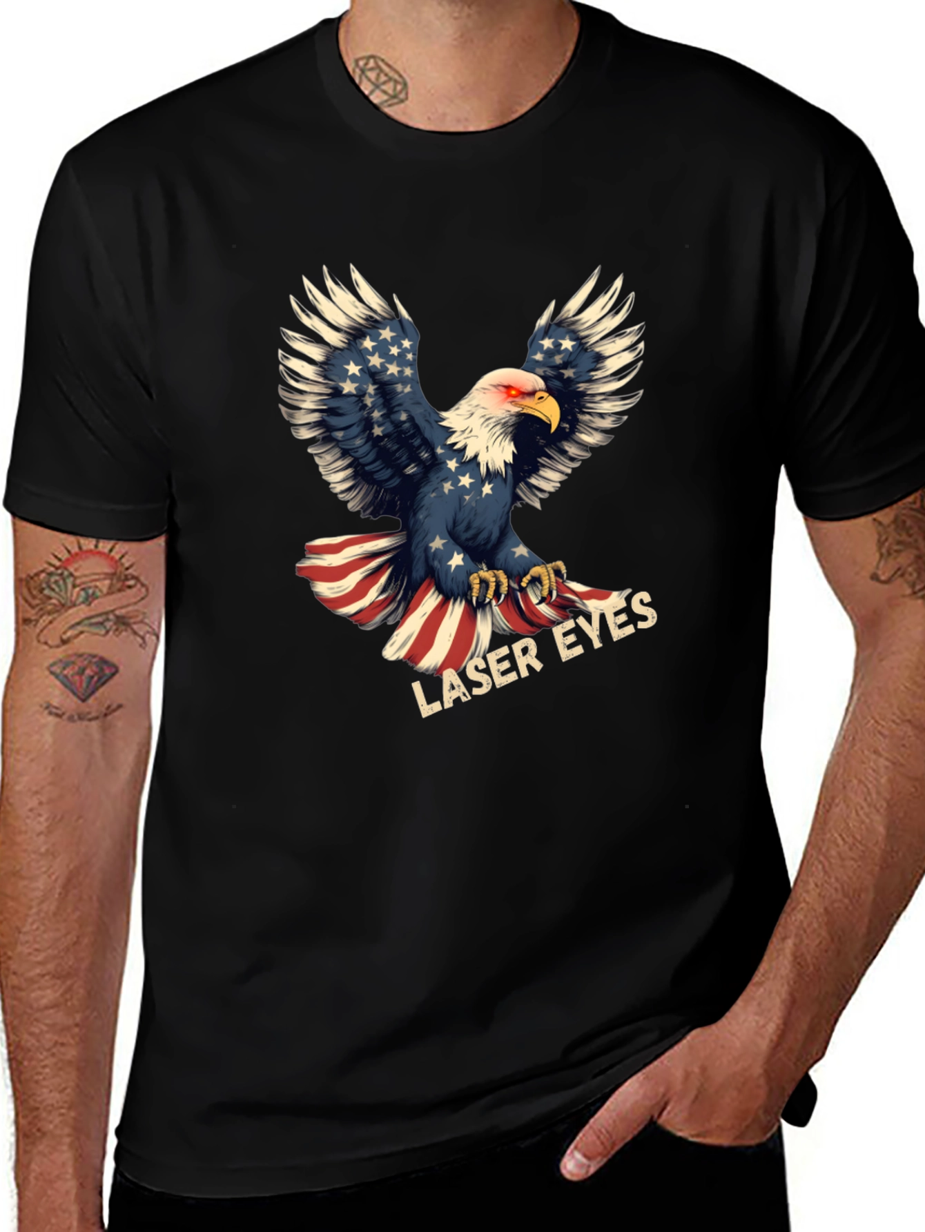 Laser Eyes Eagle Patriotic T-Shirt