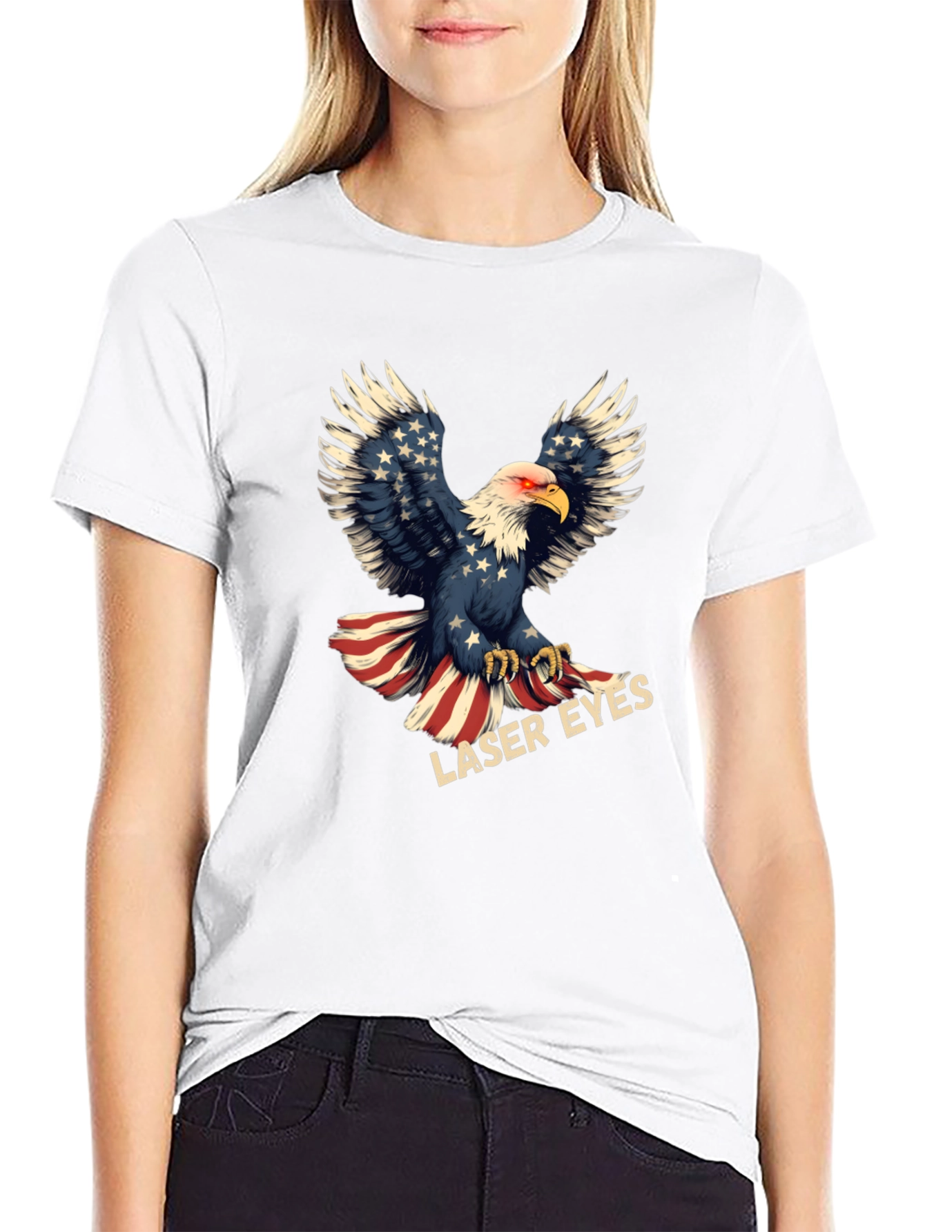 Laser Eyes Eagle Patriotic T-Shirt