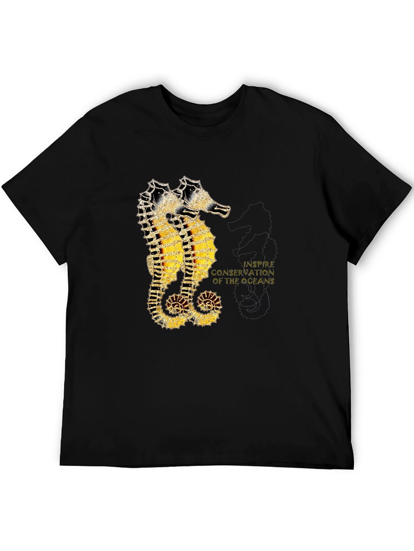 Seahorse Inspire Oceans Conservation Black T-Shirt
