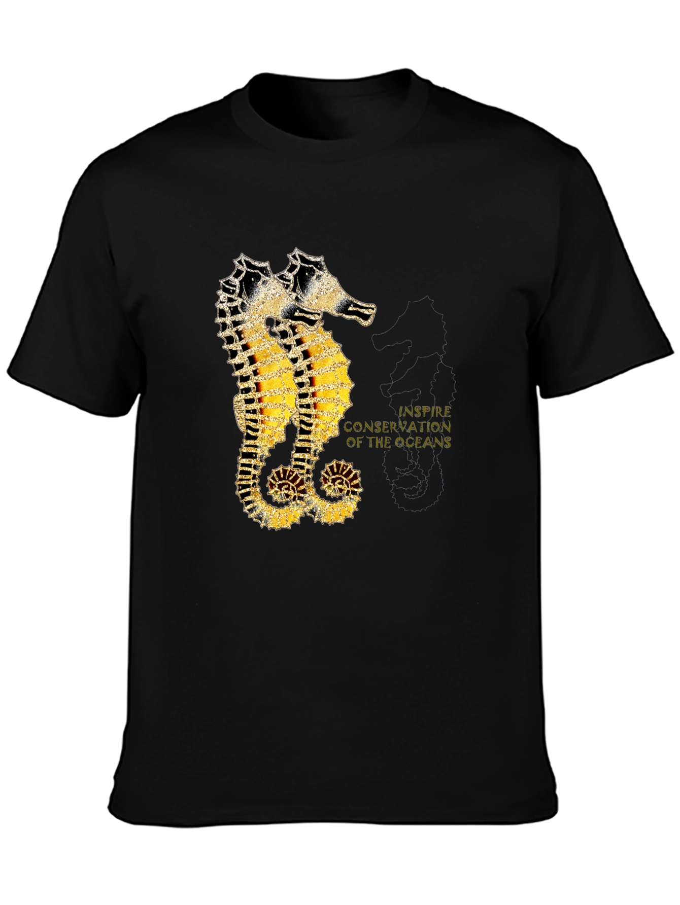 Seahorse Inspire Oceans Conservation Black T-Shirt