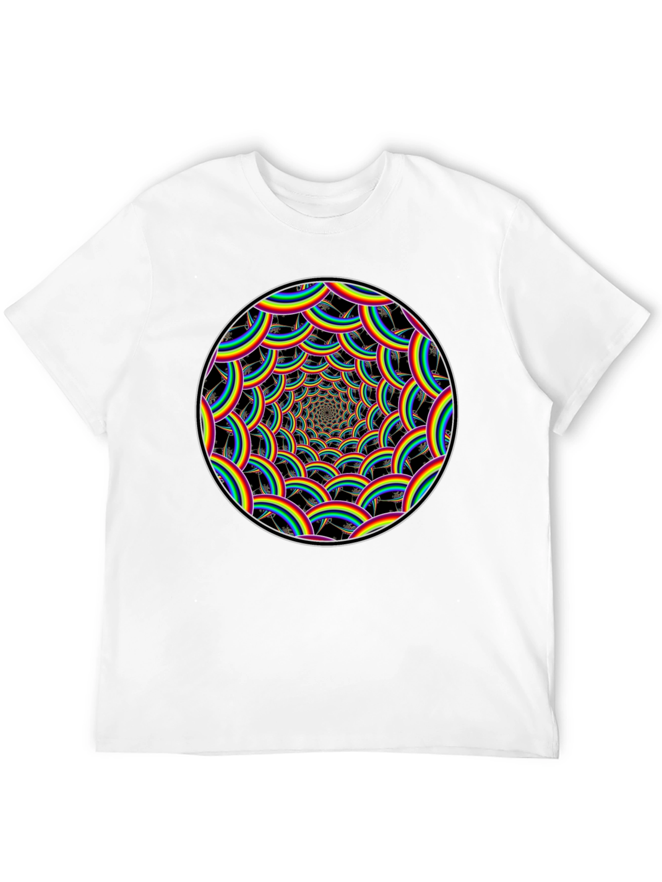 Rainbow Swirl Graphic Tee - Black Cotton T-Shirt