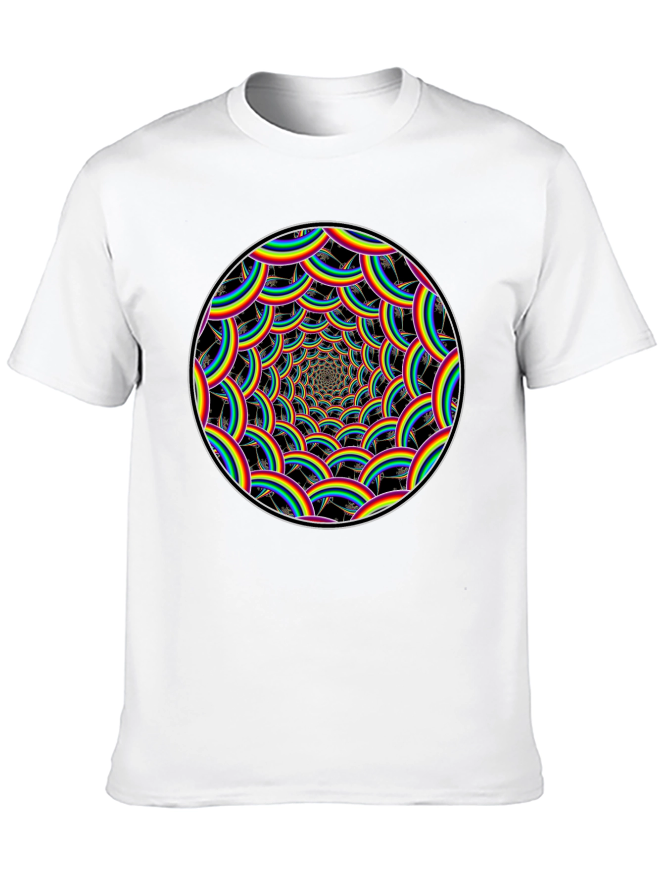 Rainbow Swirl Graphic Tee - Black Cotton T-Shirt