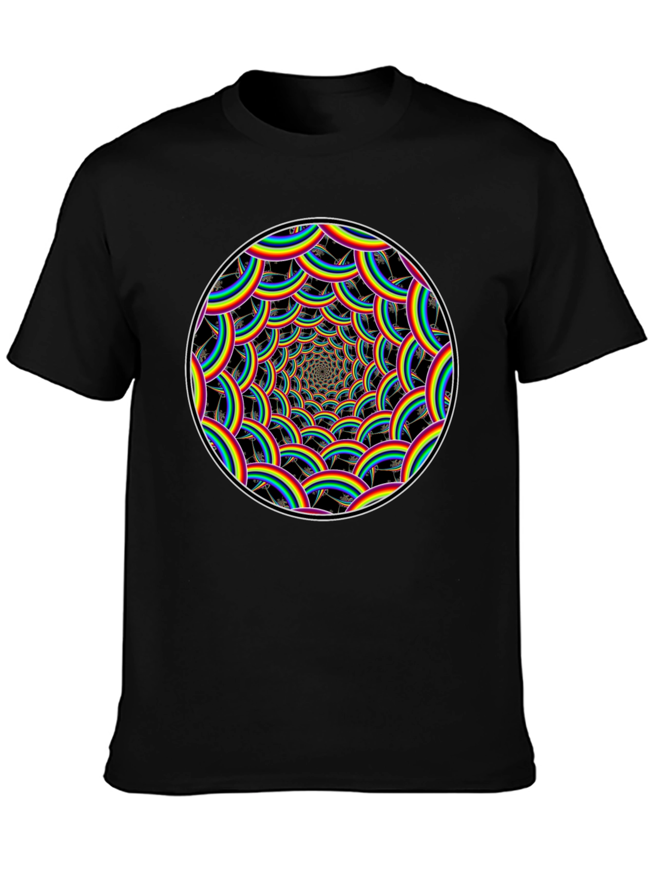 Rainbow Swirl Graphic Tee - Black Cotton T-Shirt