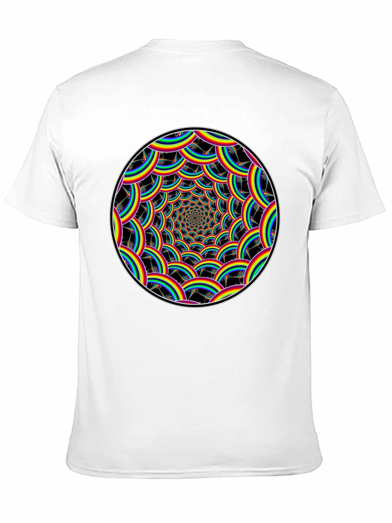 Rainbow Swirl Graphic Tee - Black Cotton T-Shirt