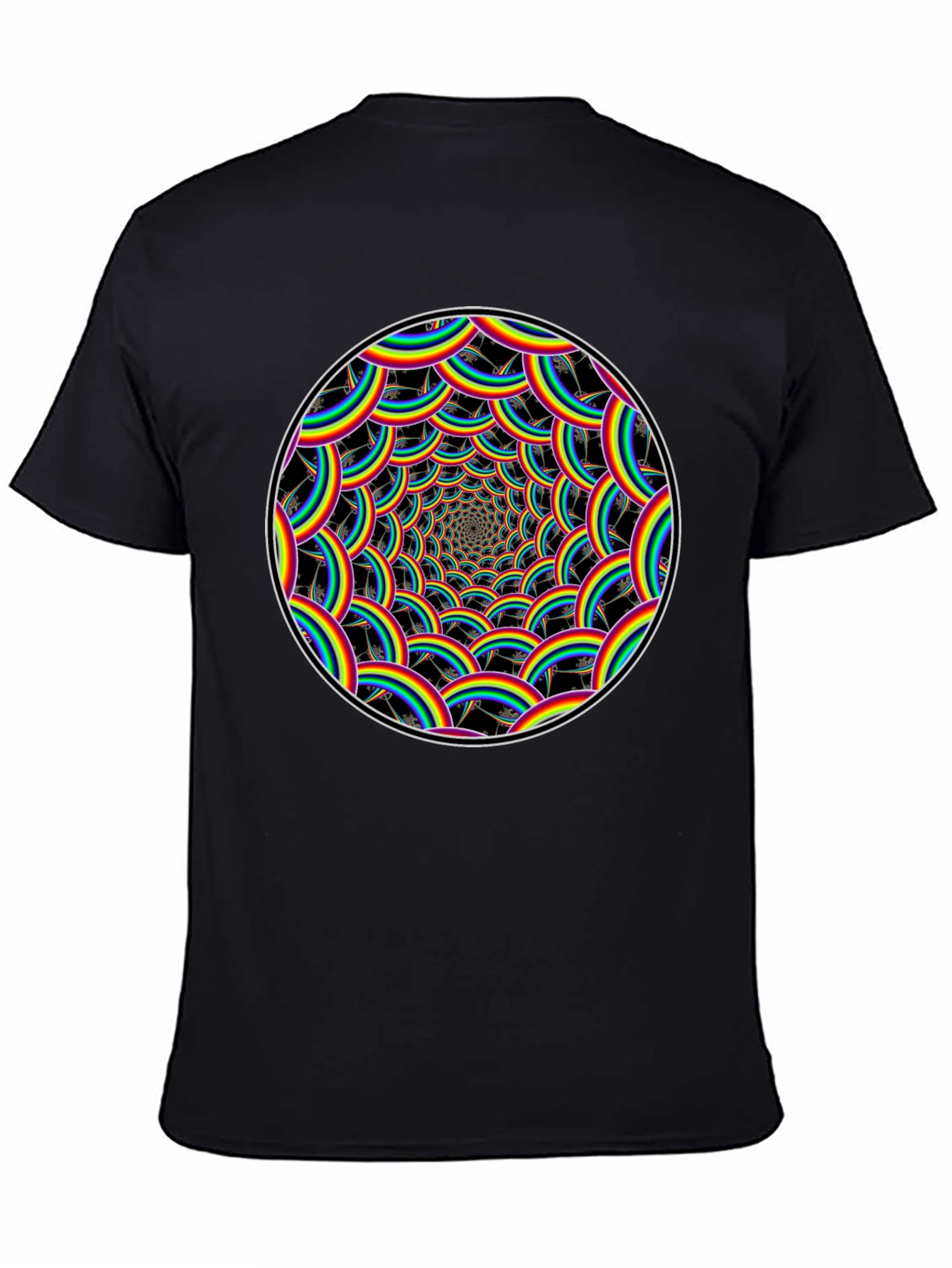 Rainbow Swirl Graphic Tee - Black Cotton T-Shirt
