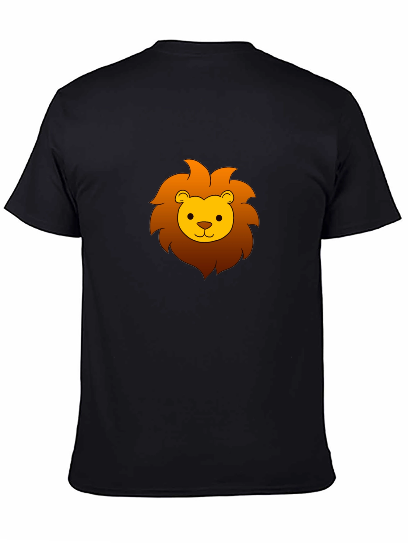 Cute Cartoon Lion Graphic Tee - Black Cotton T-Shirt