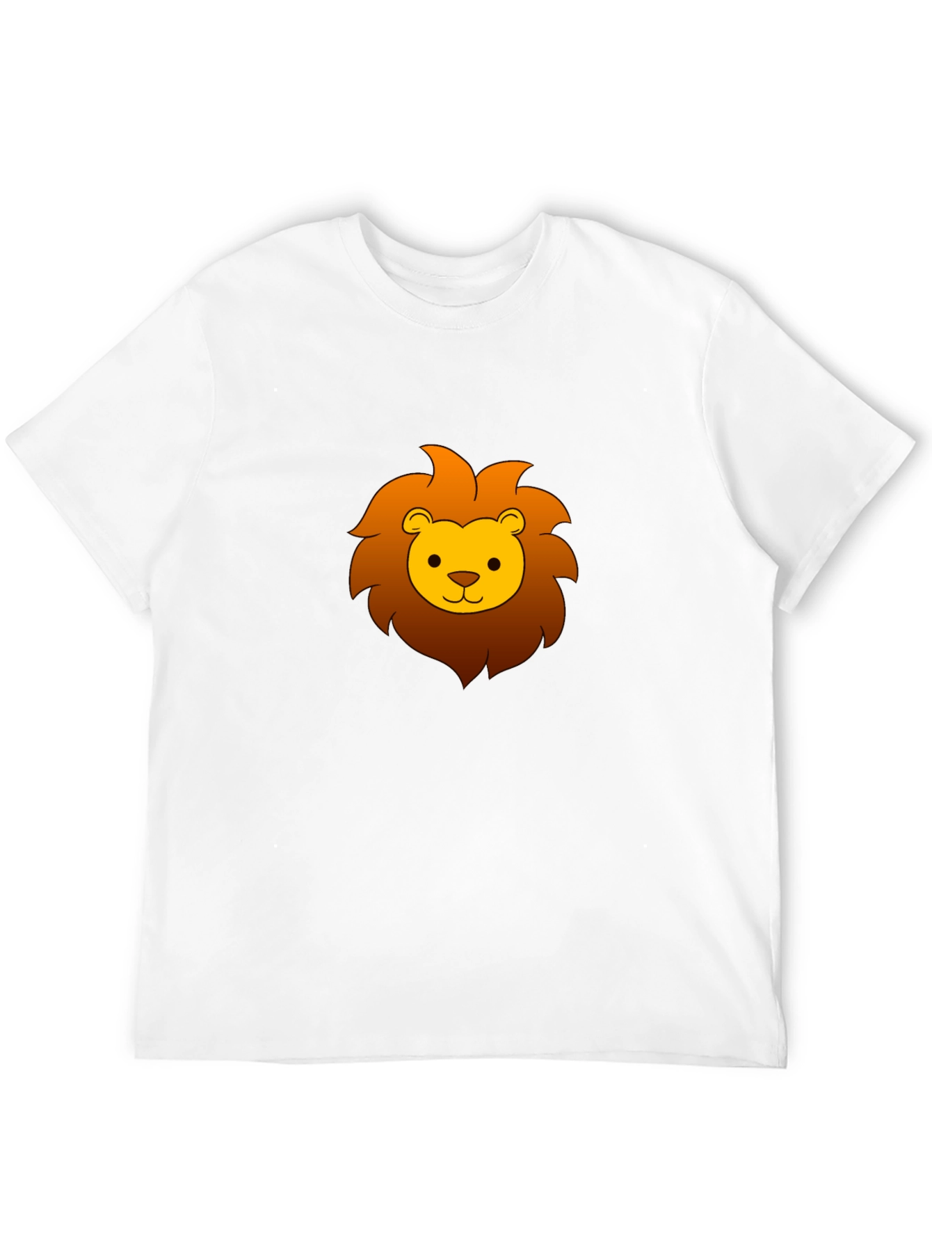 Cute Cartoon Lion Graphic Tee - Black Cotton T-Shirt