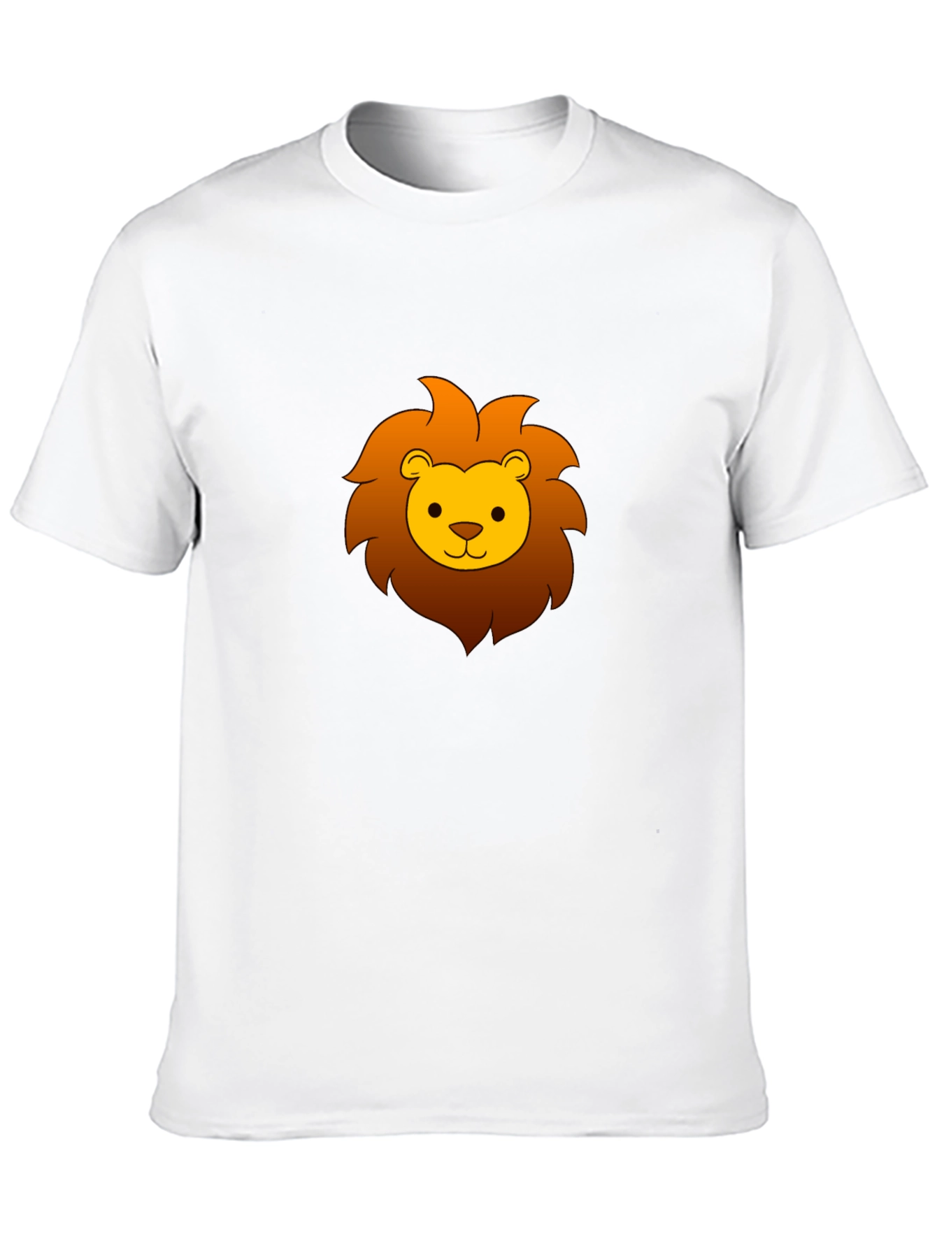 Cute Cartoon Lion Graphic Tee - Black Cotton T-Shirt