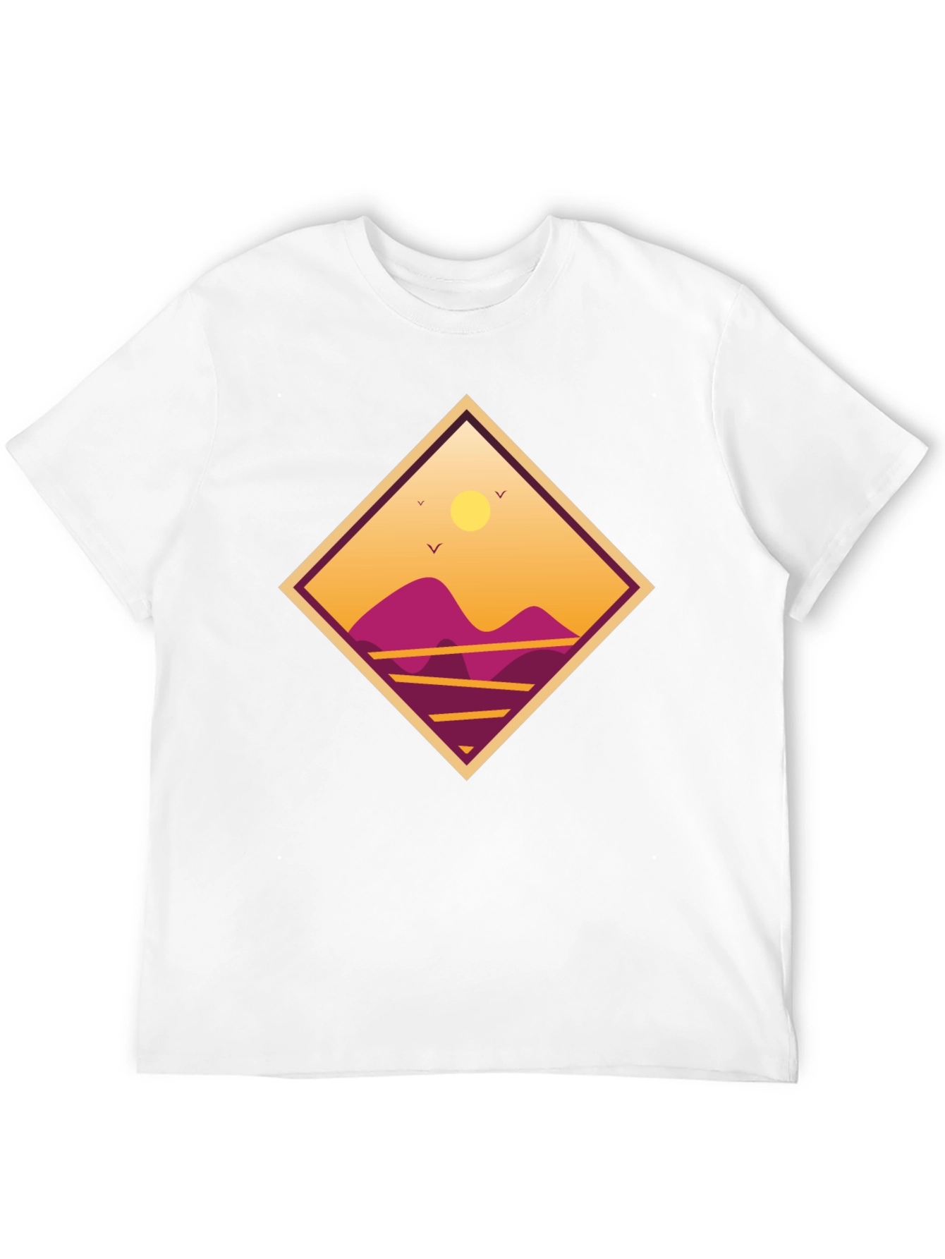 Sunset Mountain Graphic Tee - Black Cotton T-Shirt