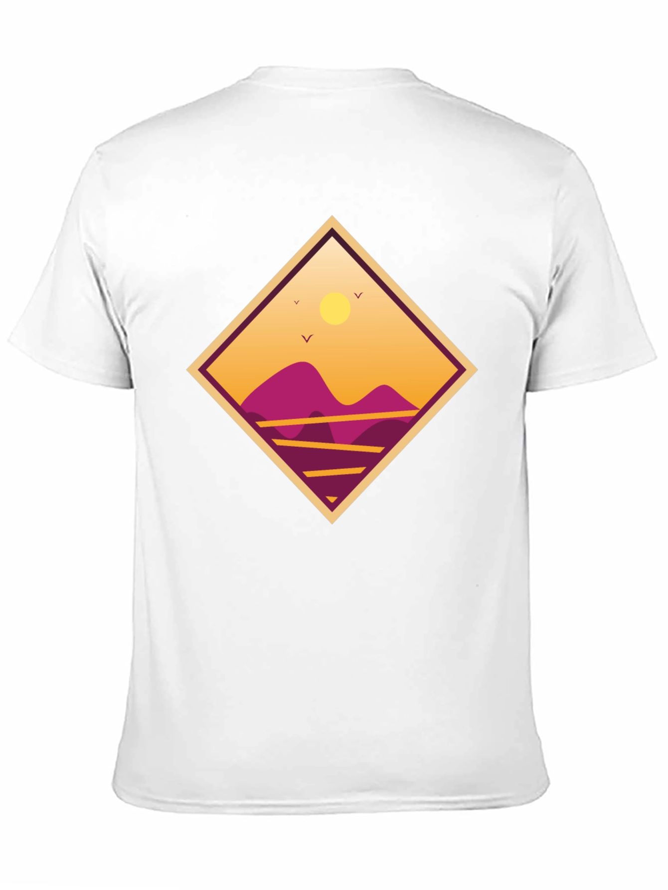 Sunset Mountain Graphic Tee - Black Cotton T-Shirt