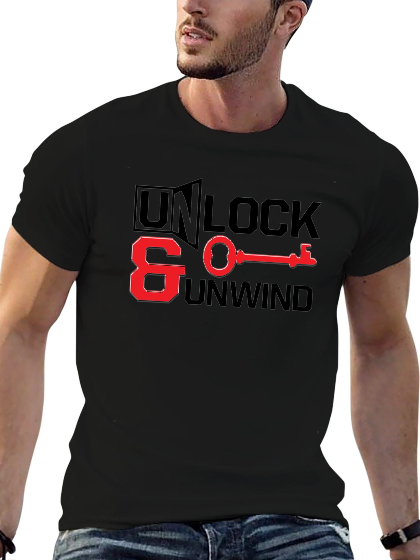 Unlock & Unwind Black Graphic T-Shirt
