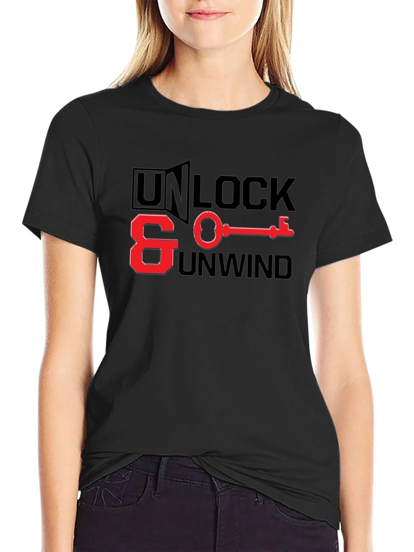Unlock & Unwind Black Graphic T-Shirt