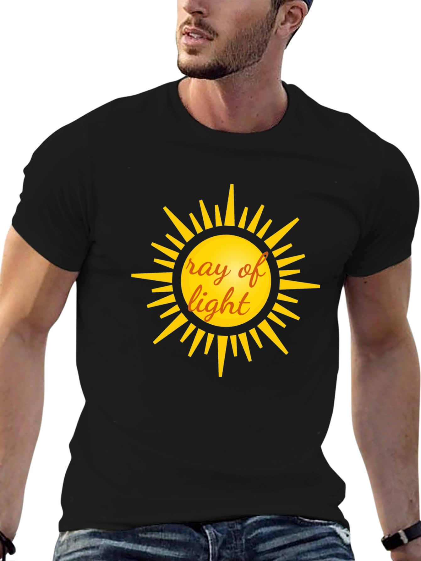 Ray of Light Graphic Tee - Black Cotton T-Shirt