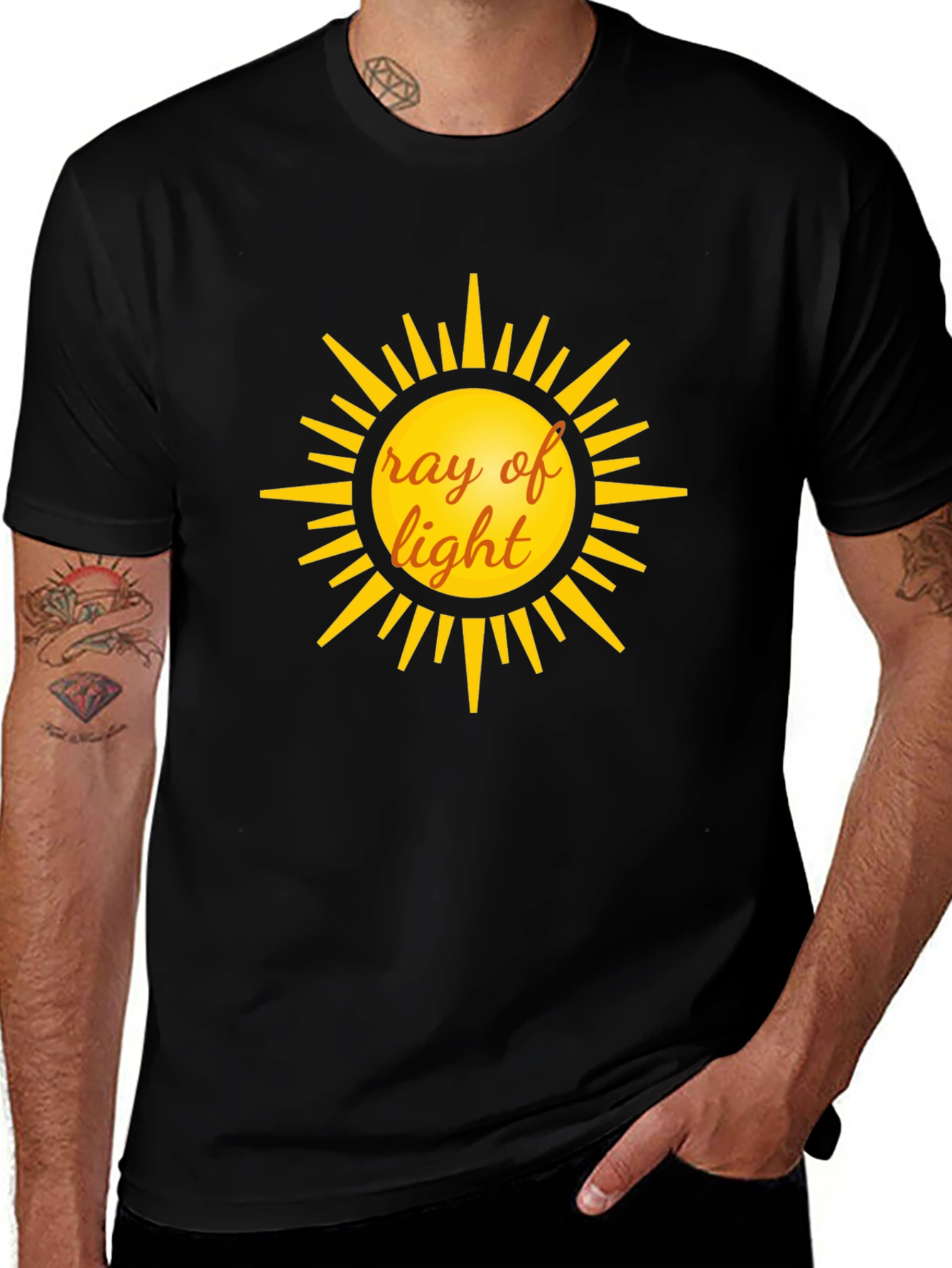 Ray of Light Graphic Tee - Black Cotton T-Shirt