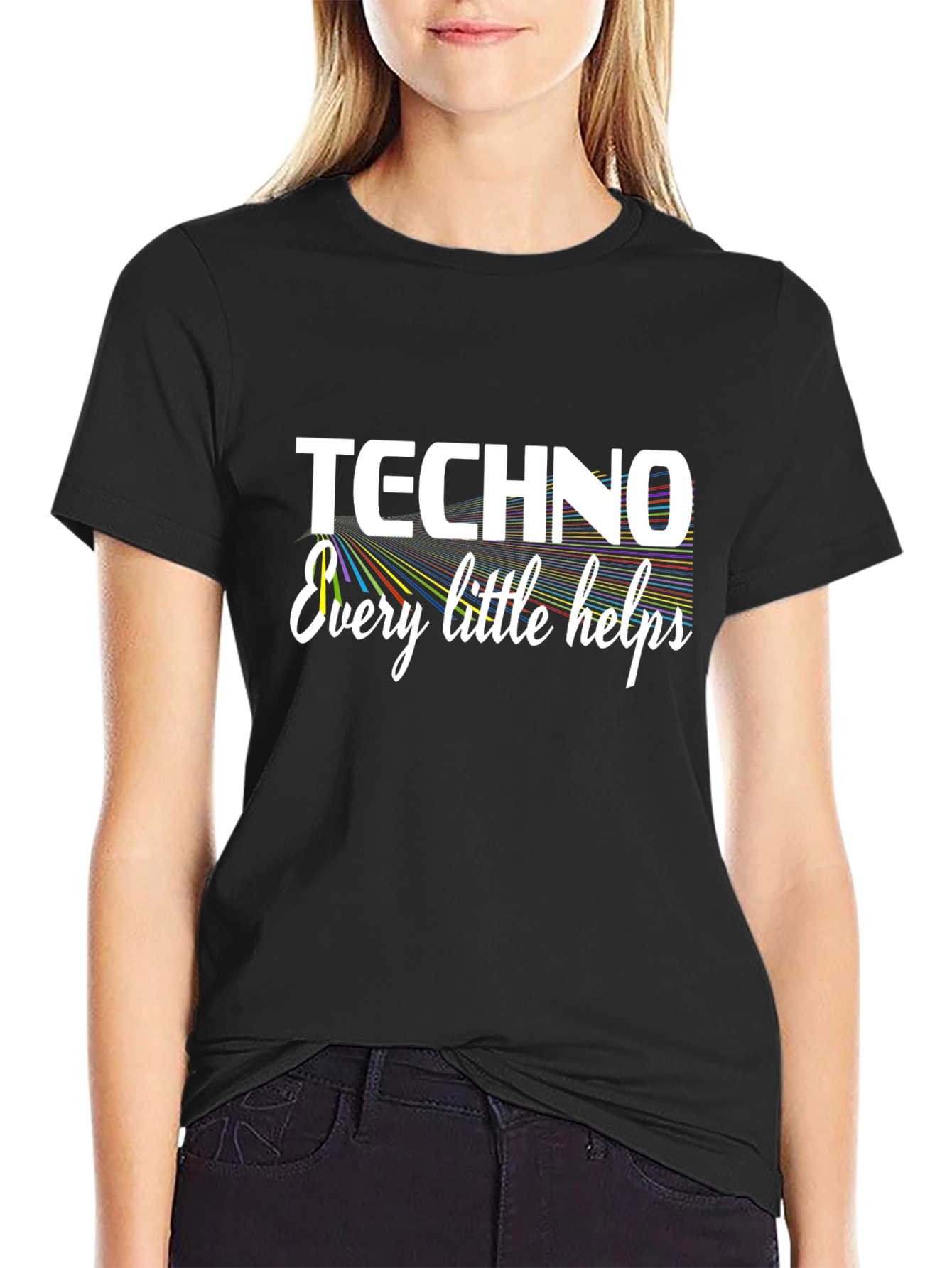 Techno Every Little Helps Black Graphic Tee