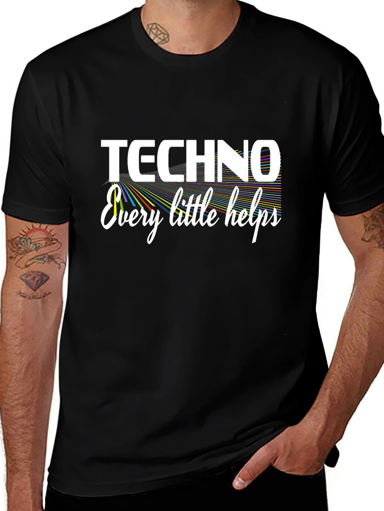 Techno Every Little Helps Black Graphic Tee