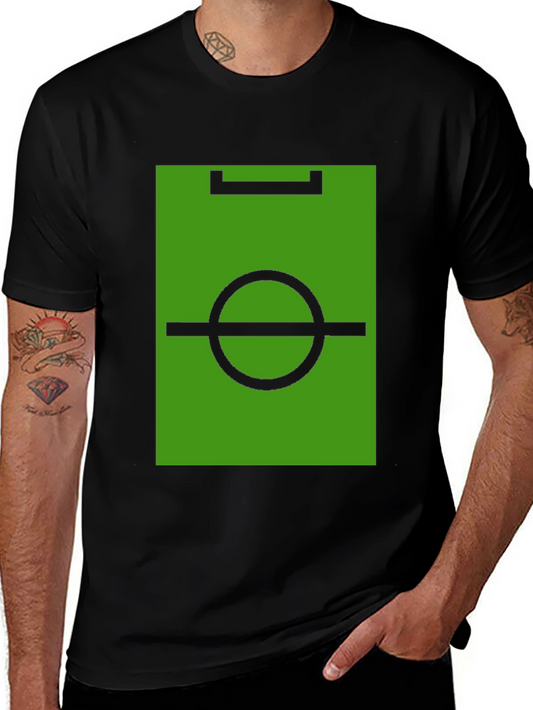 Soccer Field Graphic Tee - Black Cotton T-Shirt