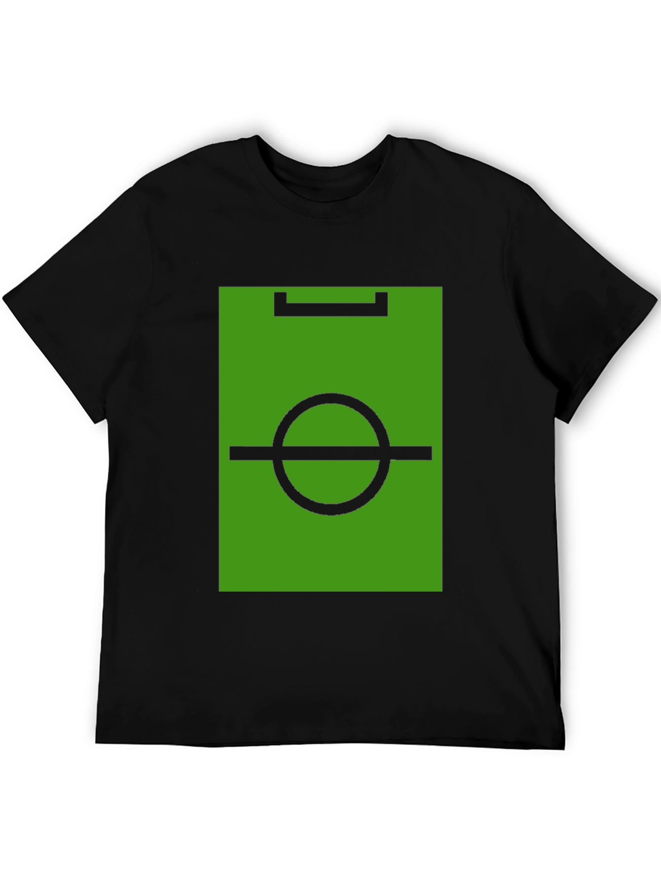 Soccer Field Graphic Tee - Black Cotton T-Shirt