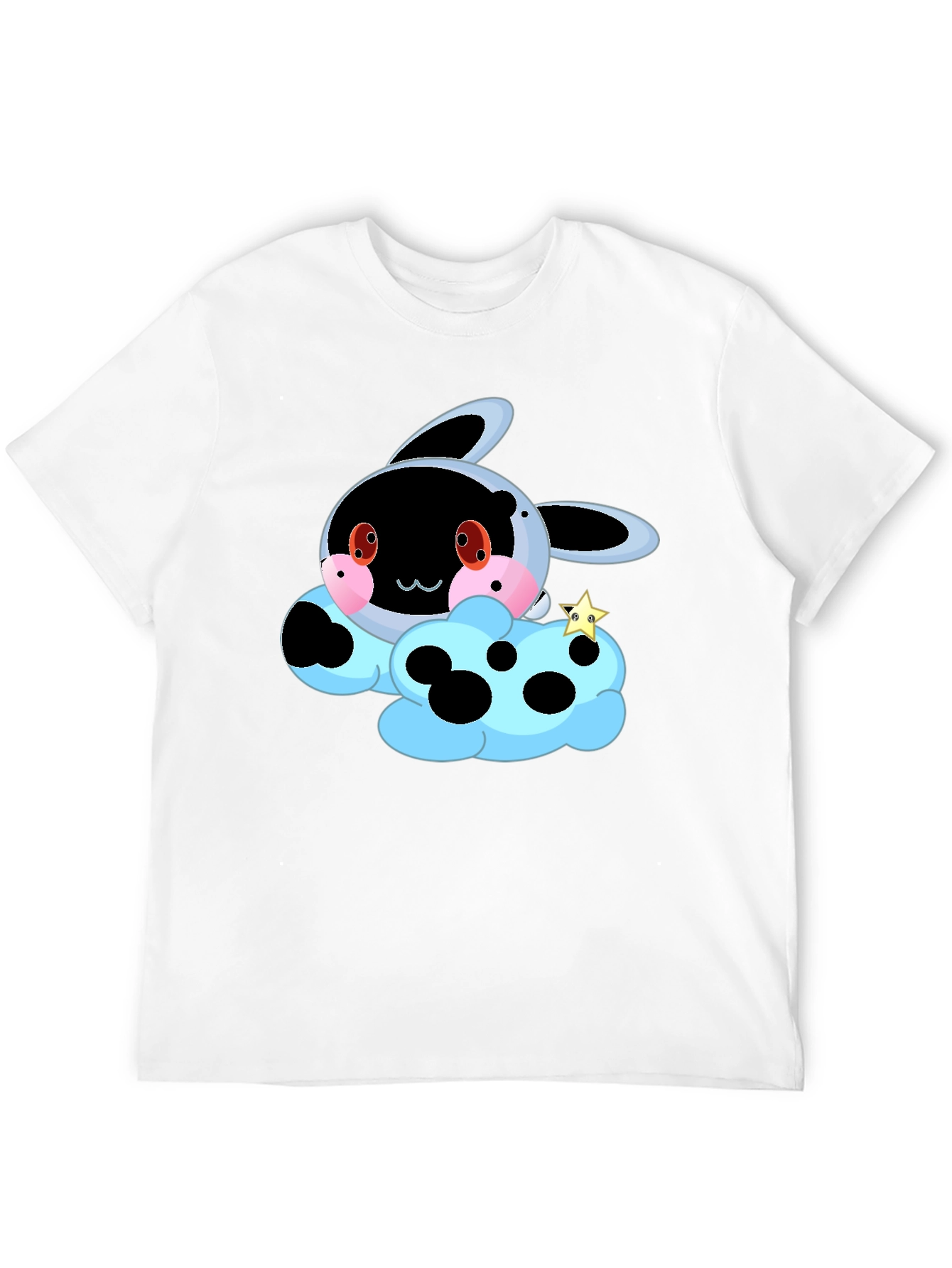 Cute Cartoon Cloud T-Shirt - Black