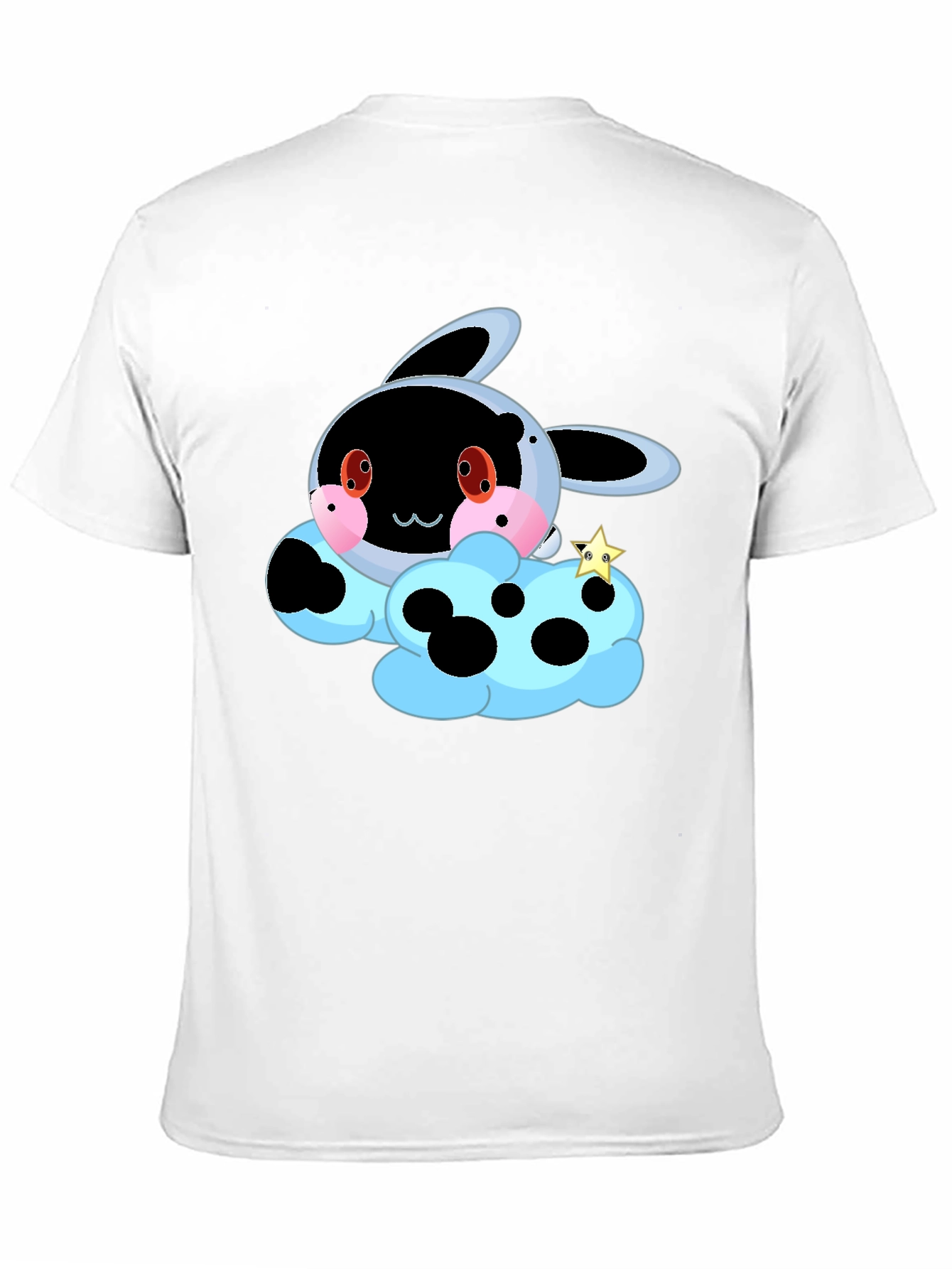 Cute Cartoon Cloud T-Shirt - Black