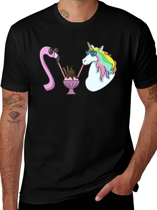 Unicorn & Flamingo Ice Cream T-Shirt - Cute Graphic Tee