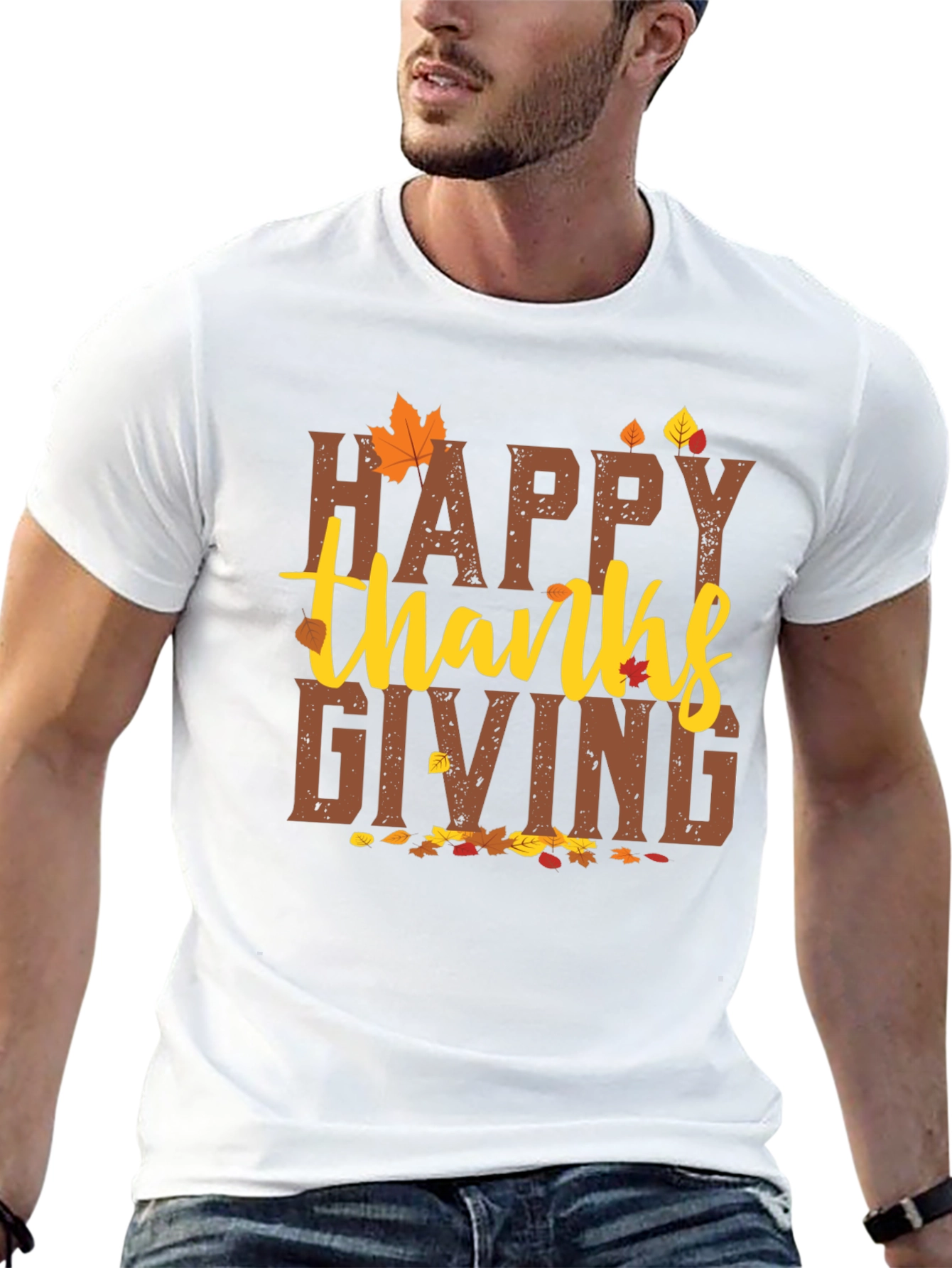Happy Thanksgiving Graphic Tee - Fall Holiday T-Shirt