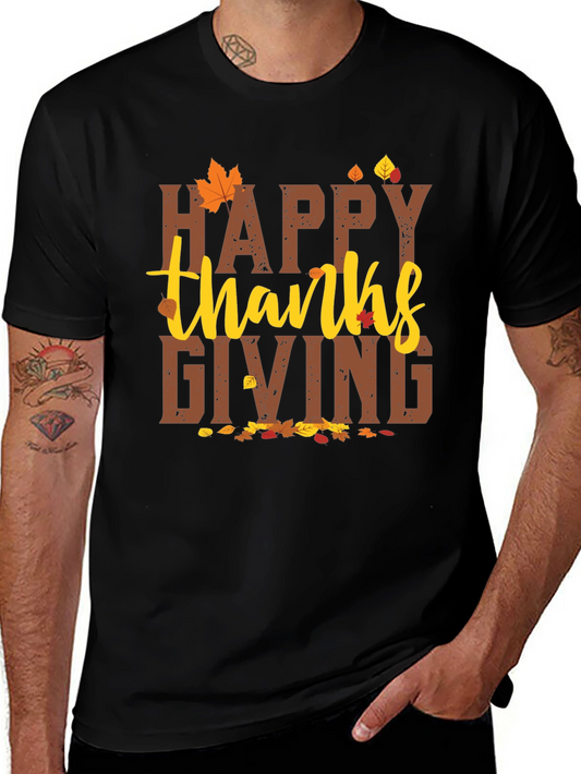 Happy Thanksgiving Graphic Tee - Fall Holiday T-Shirt