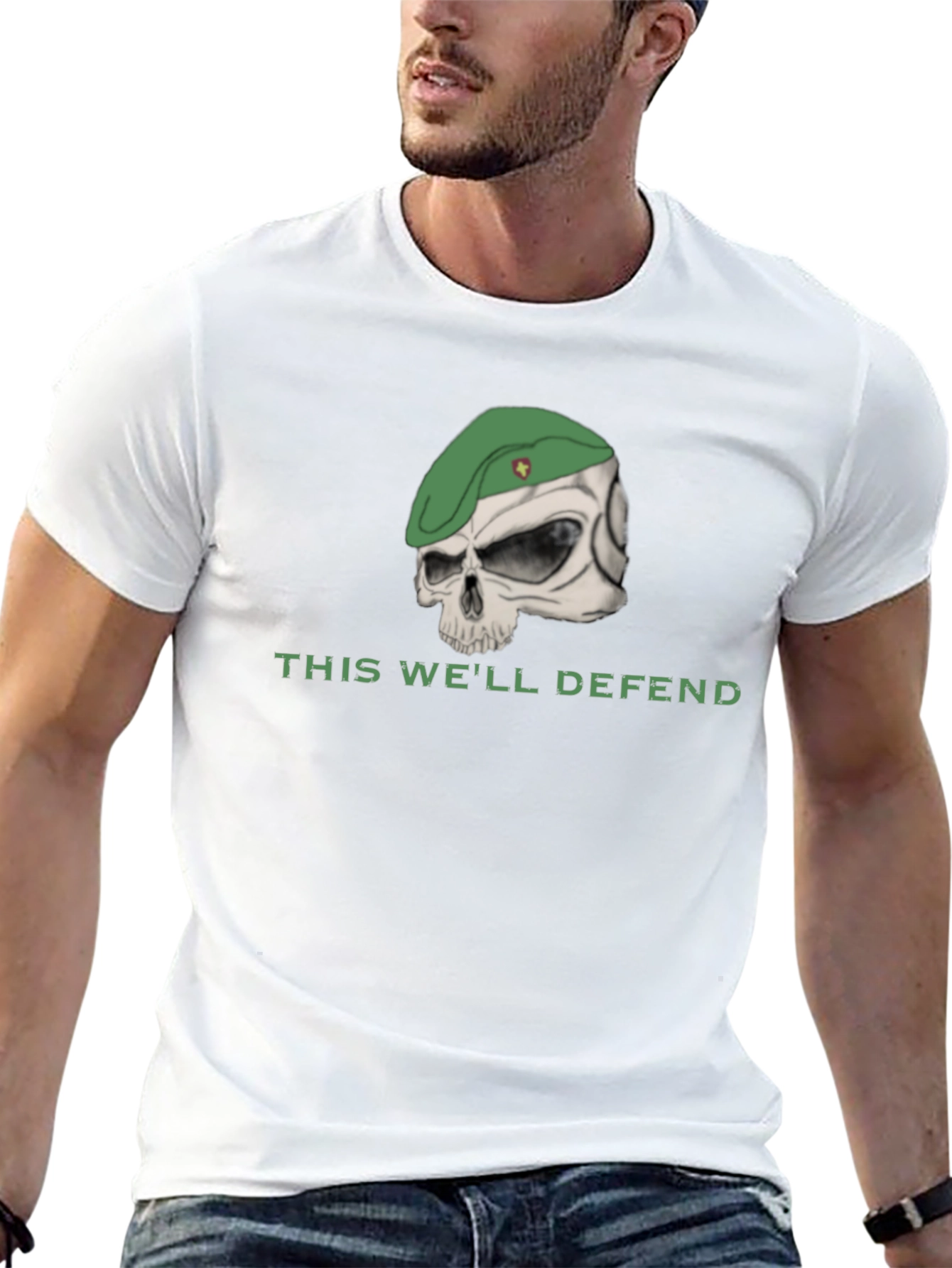 Skull with Beret T-Shirt - This Well Defend