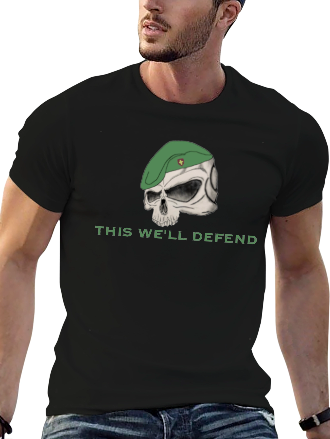 Skull with Beret T-Shirt - This Well Defend