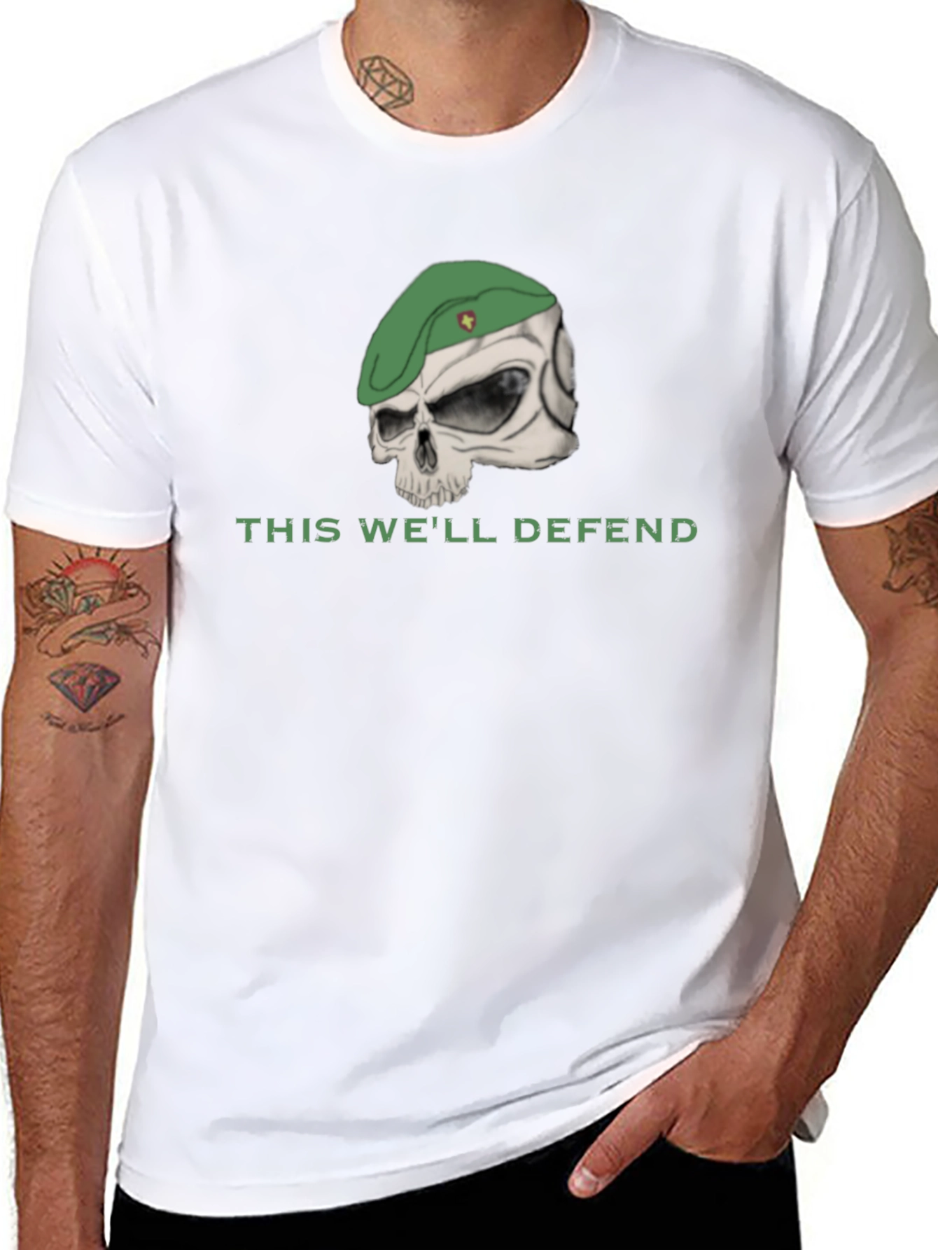 Skull with Beret T-Shirt - This Well Defend