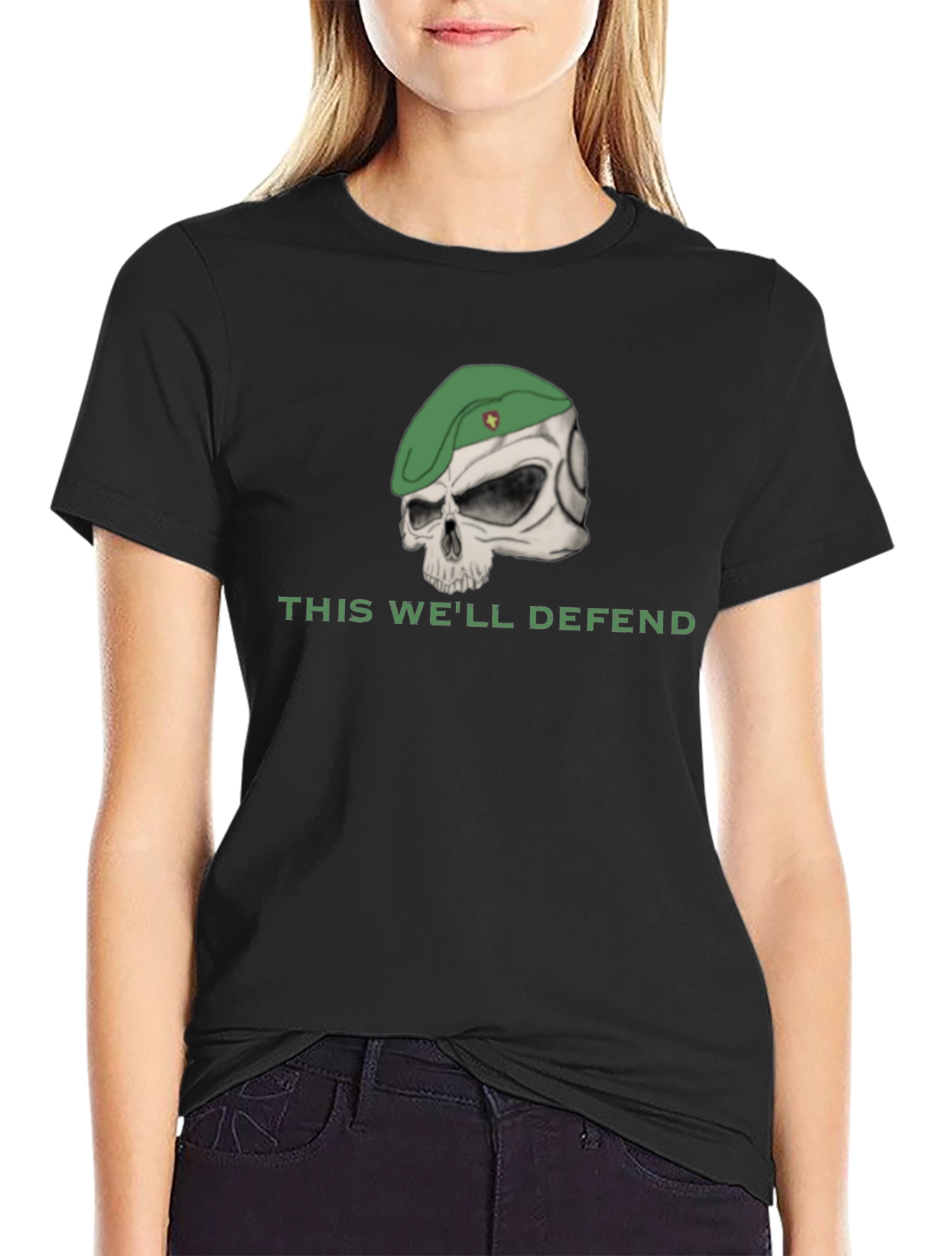 Skull with Beret T-Shirt - This Well Defend