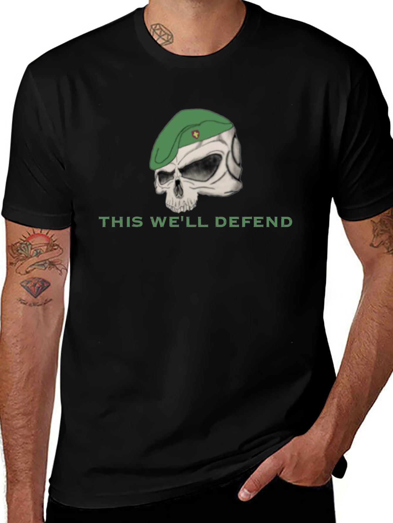 Skull with Beret T-Shirt - This Well Defend