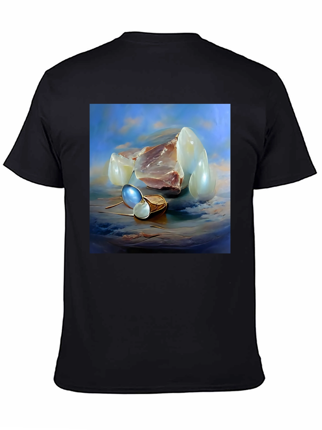 Surrealist Pearl Still Life Black T-Shirt