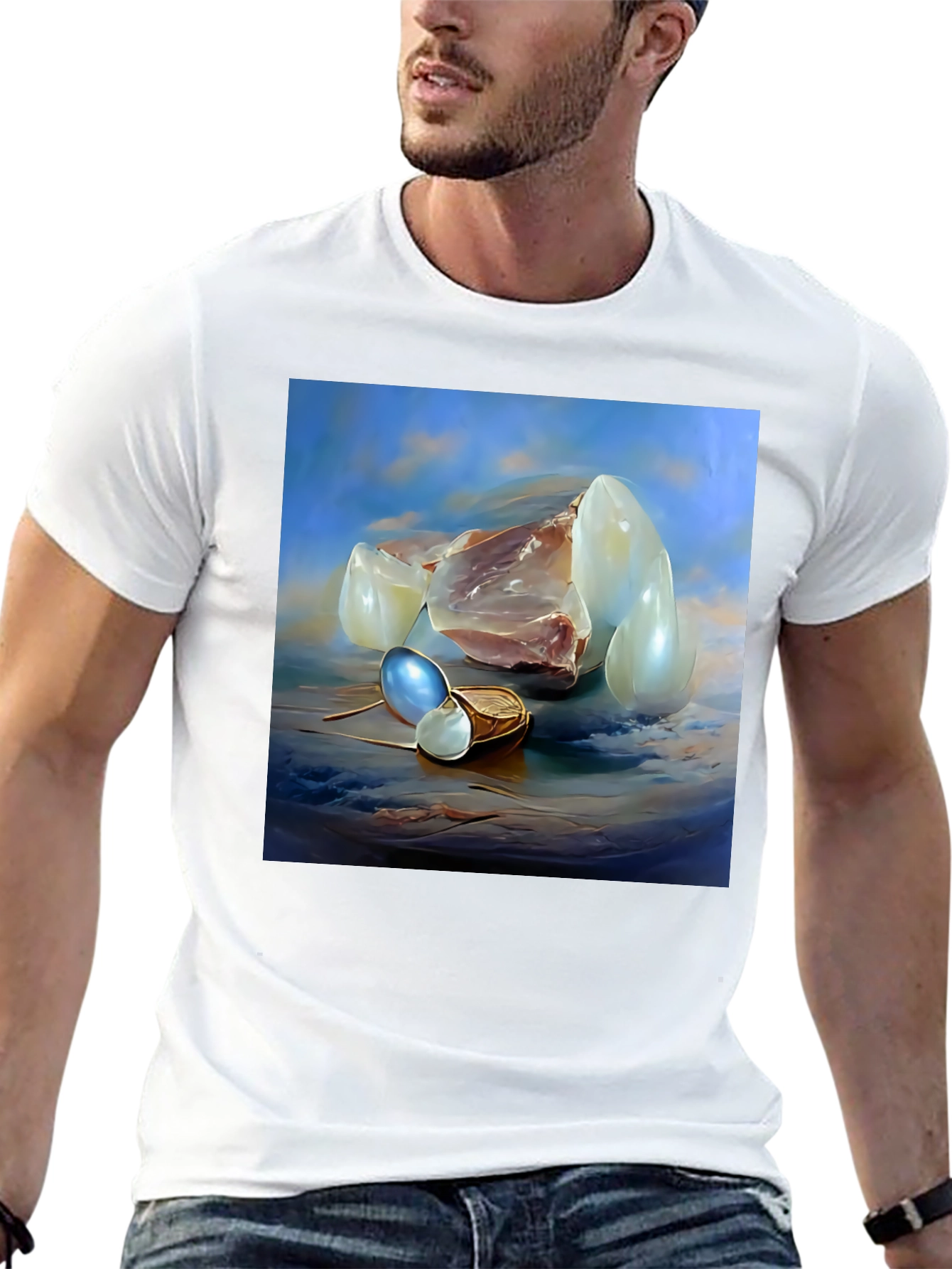 Surrealist Pearl Still Life Black T-Shirt