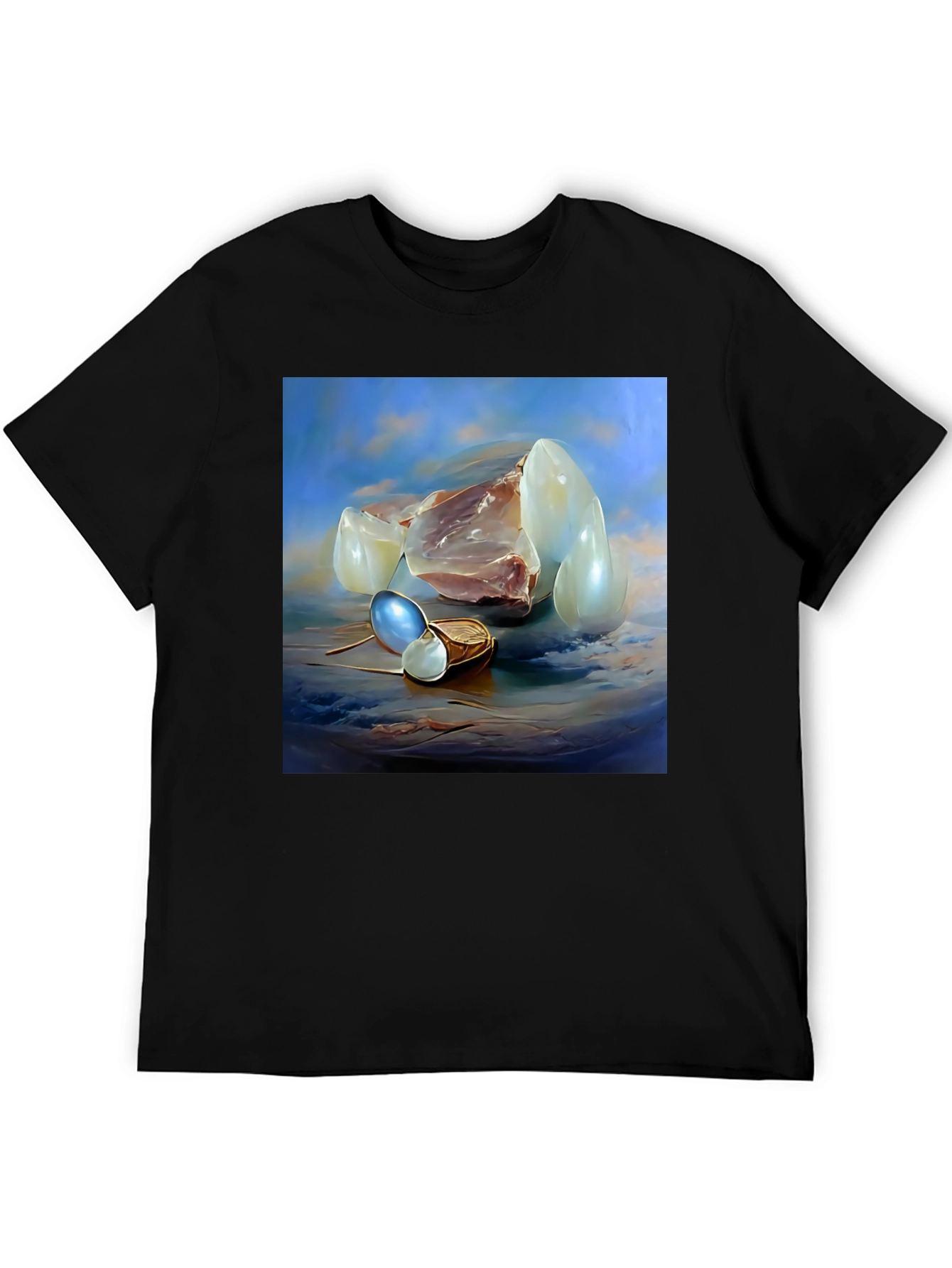 Surrealist Pearl Still Life Black T-Shirt
