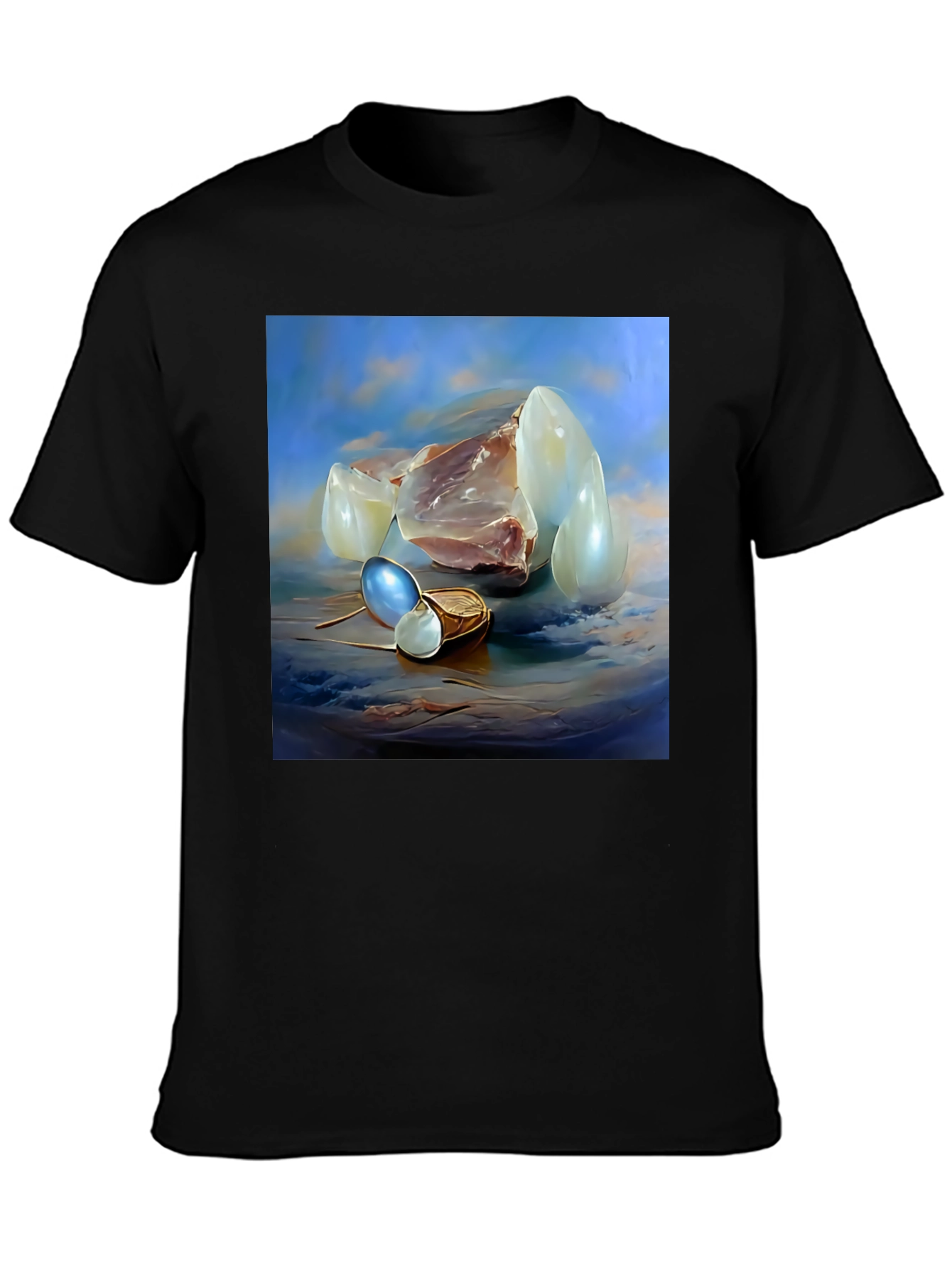 Surrealist Pearl Still Life Black T-Shirt